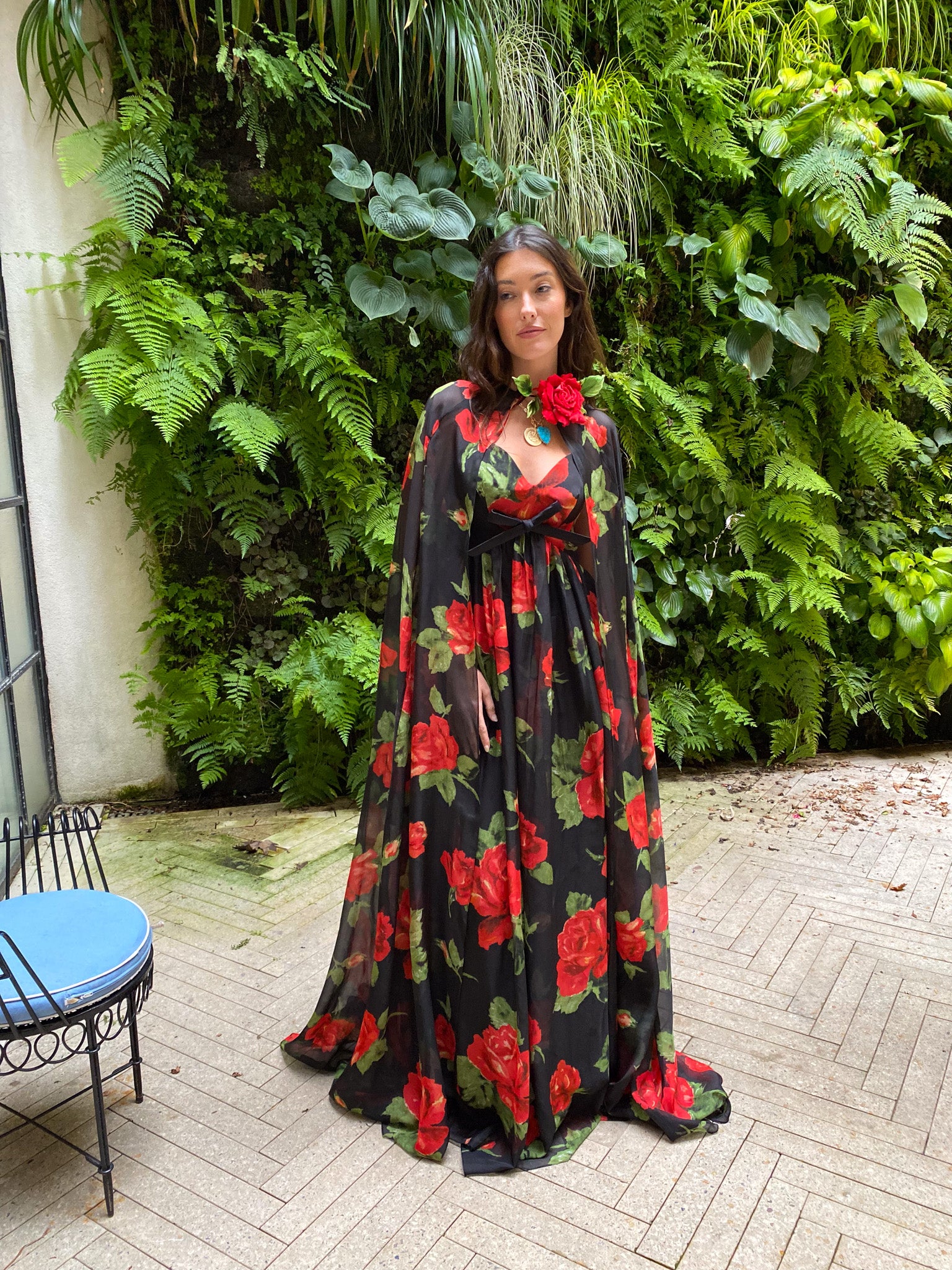 RICHARD QUINN | SWEETHEART FLORAL GOWN WITH CAPE