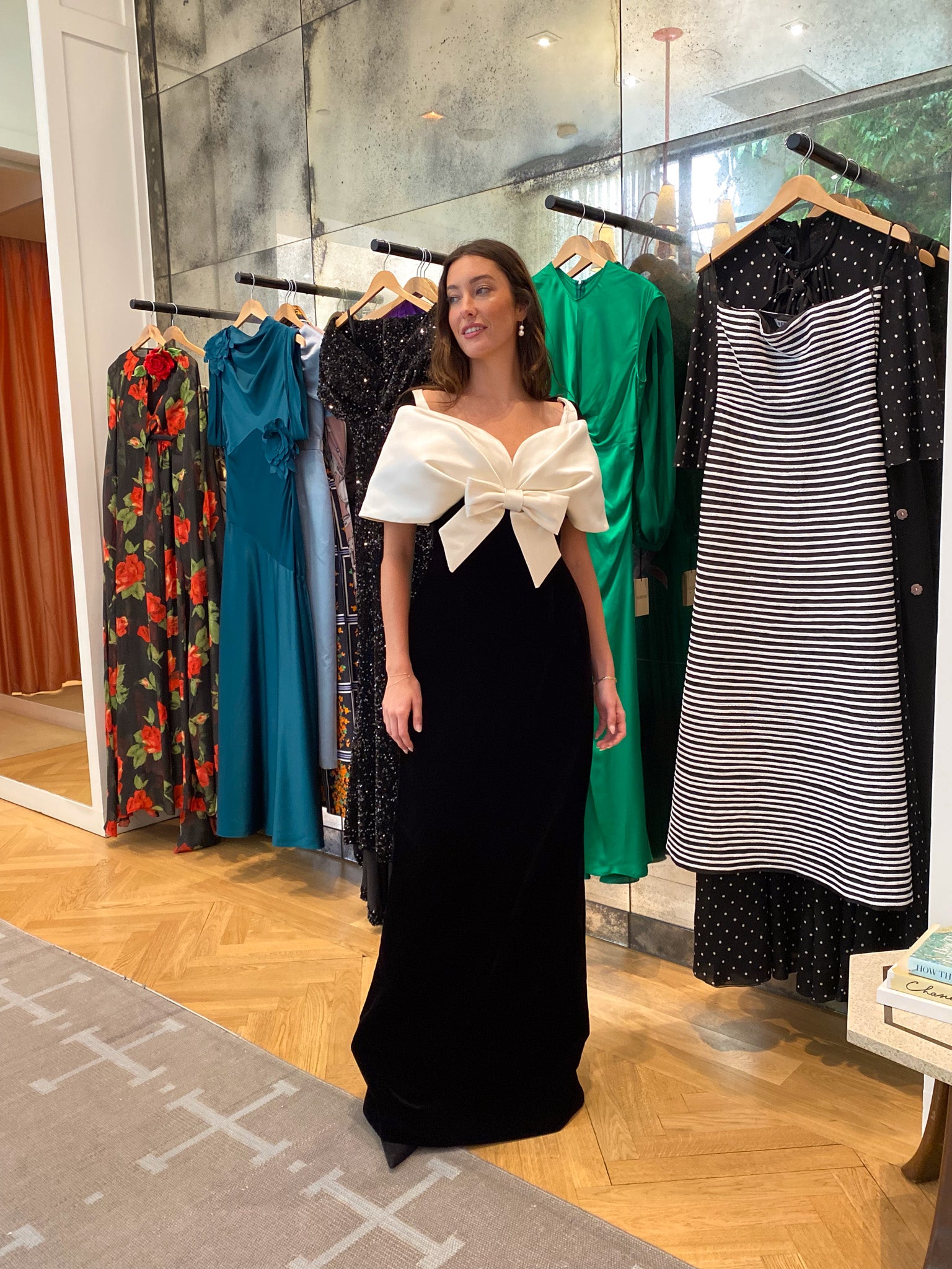 RICHARD QUINN | SHORT SLEEVE OFF THE SHOULDER WRAP DRESS