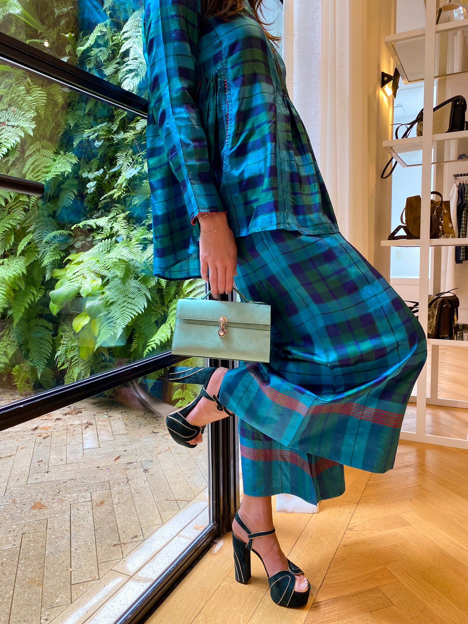 PERO | SILK PLAID PANT