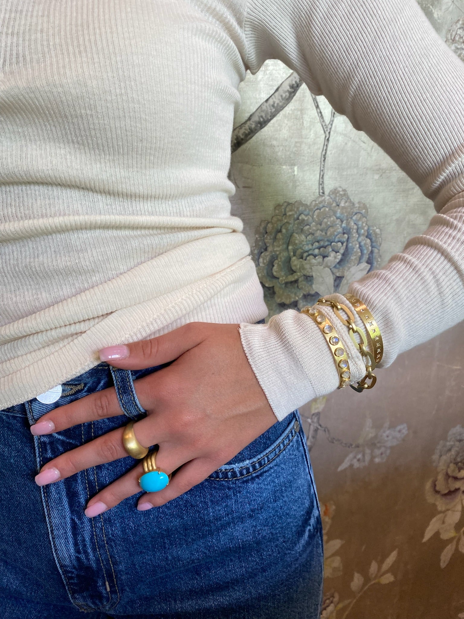 IRENE NEUWIRTH | HEROIC TURQUOISE TRIPLE GOLD BAND RING