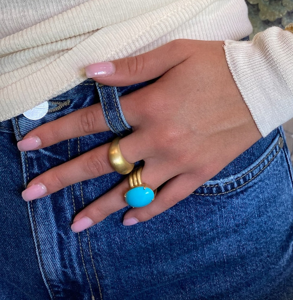 IRENE NEUWIRTH | HEROIC TURQUOISE TRIPLE GOLD BAND RING