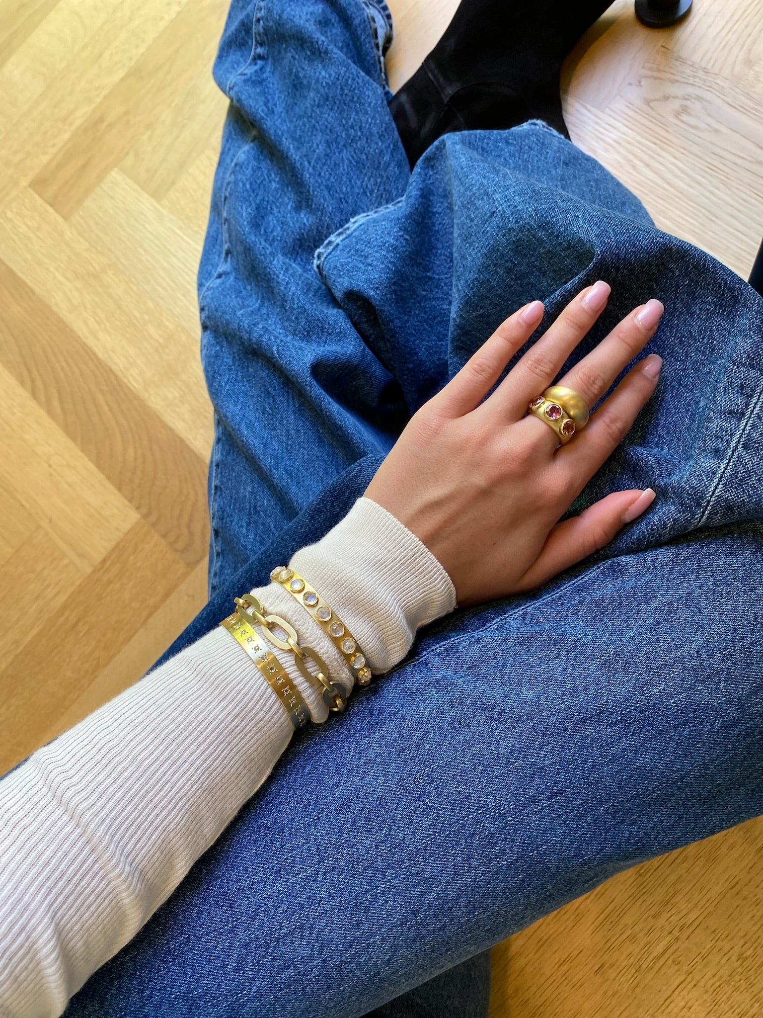 IRENE NEUWIRTH | TRIPLE BEZEL SET PINK TOURMALINE RING