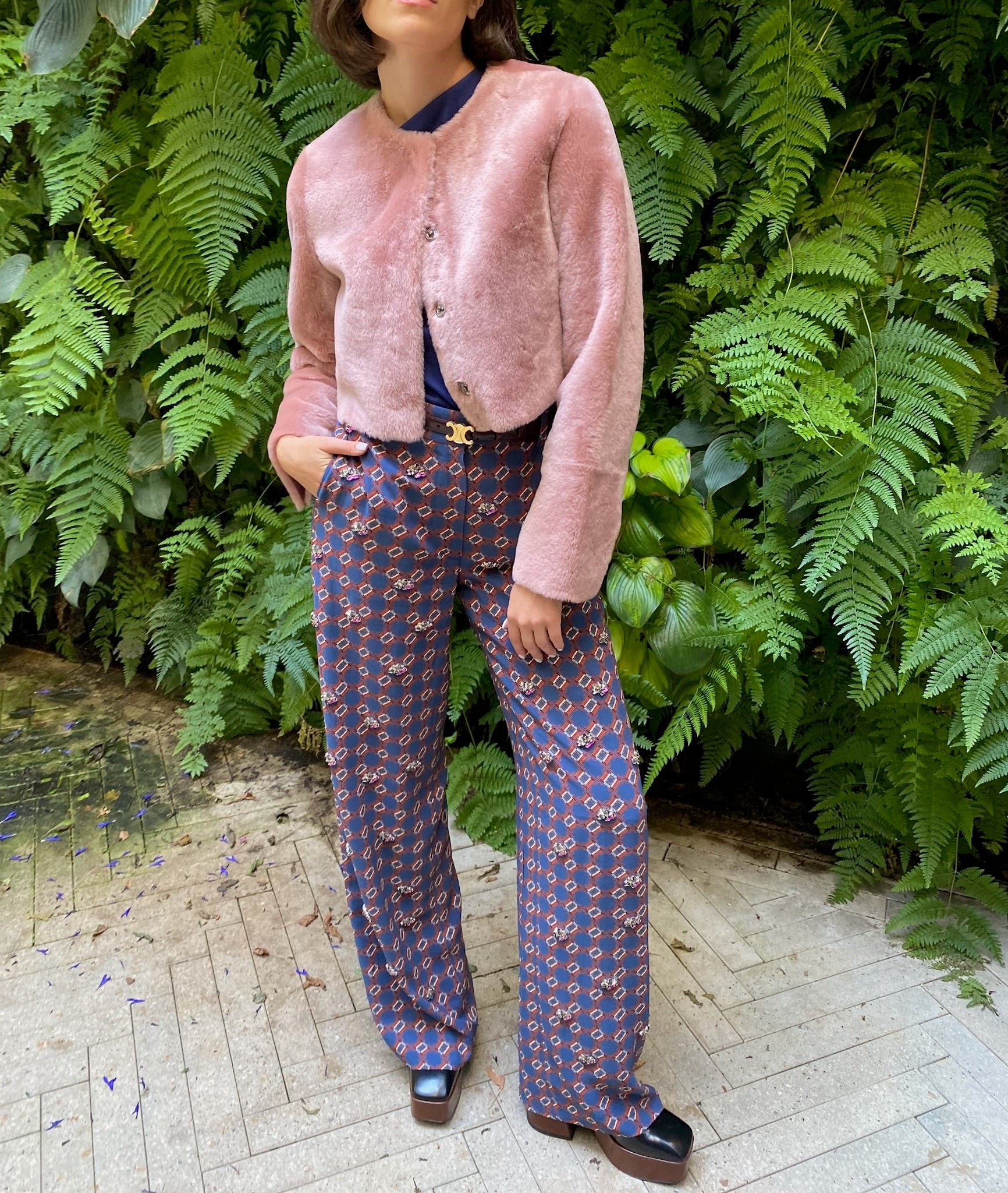 DRIES VAN NOTEN | HIGH WAISTED CREPE EMBROIDERED TROUSER