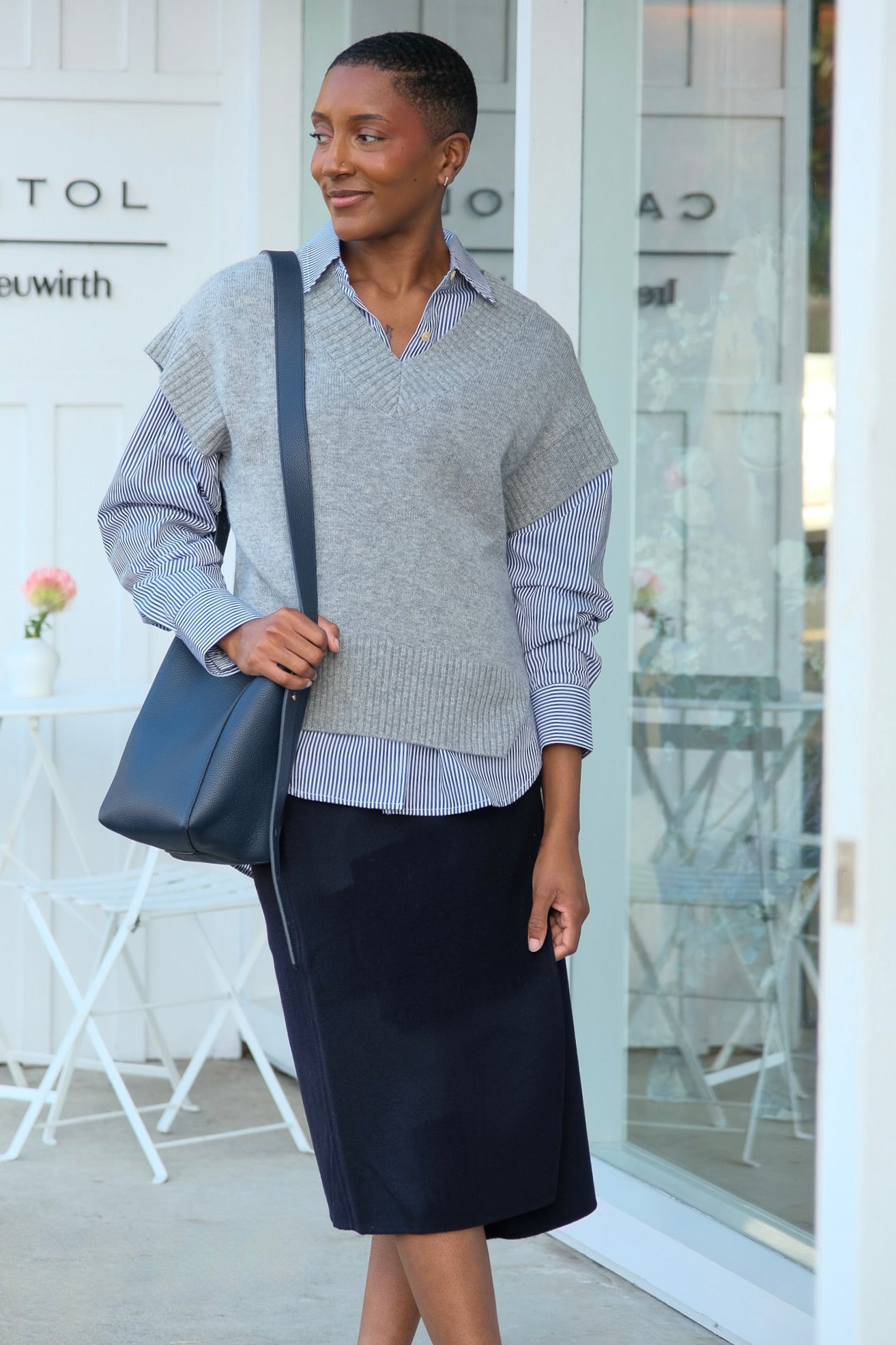 JAMIE HALLER | BLUE STRIPE WEEKEND SHIRT | WOMEN'S LUXURY DESIGNER CLOTHING, SHOES, HANDBAGS & JEWELRY | CAPITOL CHARLOTTE, NC & BRENTWOOD, CA
