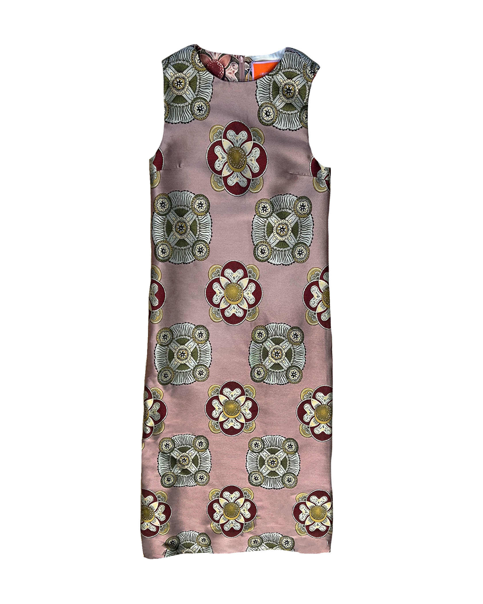 LA DOUBLE J | SLEEVELESS JACQ  PRINTED COLUMN DRESS
