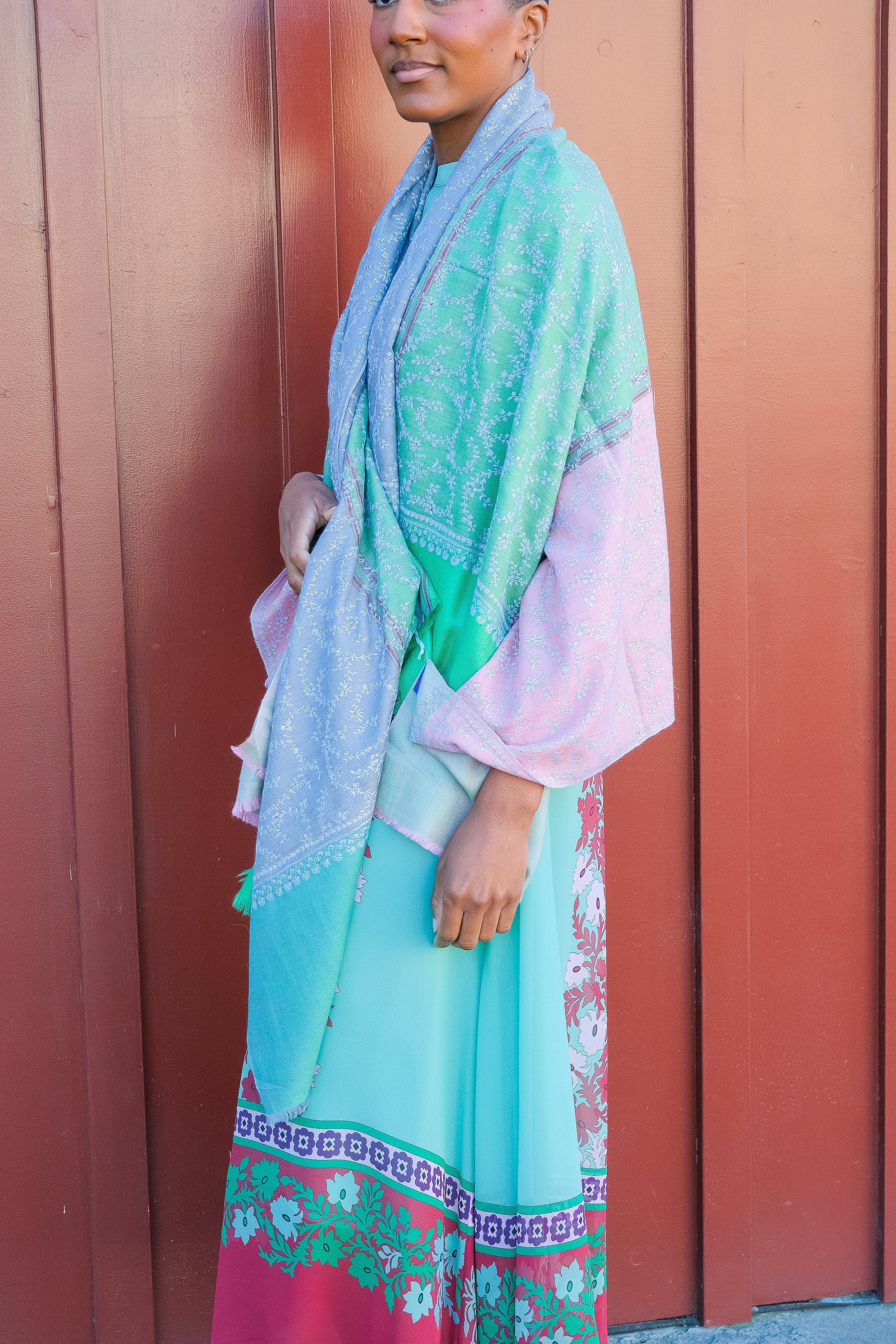 YASER | THREE TONE INTRICATE SWIRL SHAWL