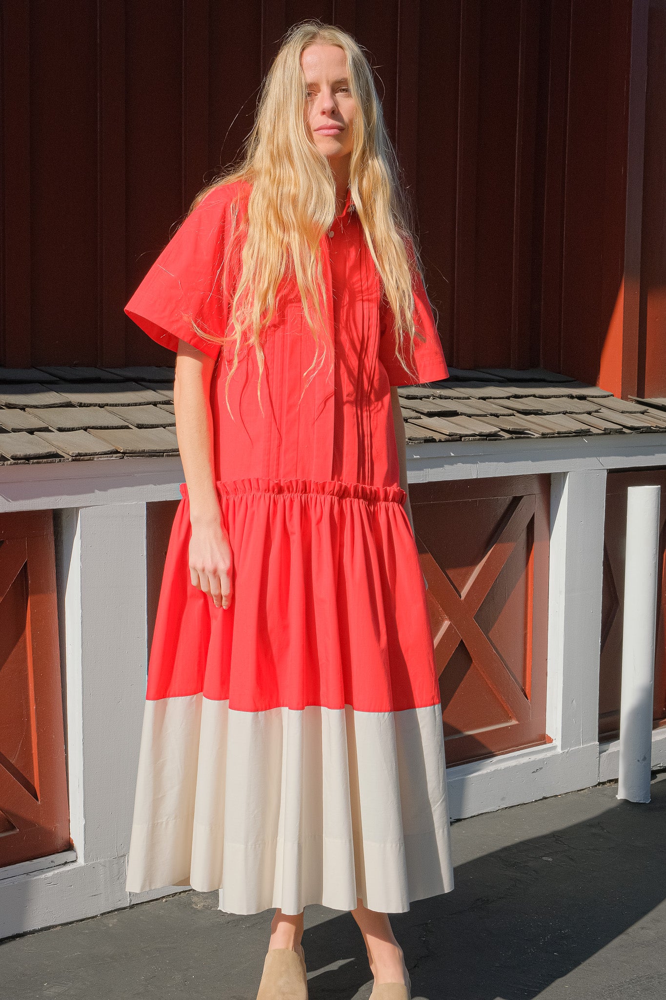 LEE MATHEWS | CHARLOTTE SPLICED MIDI SHIRTDRESS | WOMEN'S LUXURY DESIGNER CLOTHING, SHOES, HANDBAGS & JEWELRY | CAPITOL CHARLOTTE, NC & BRENTWOOD, CA