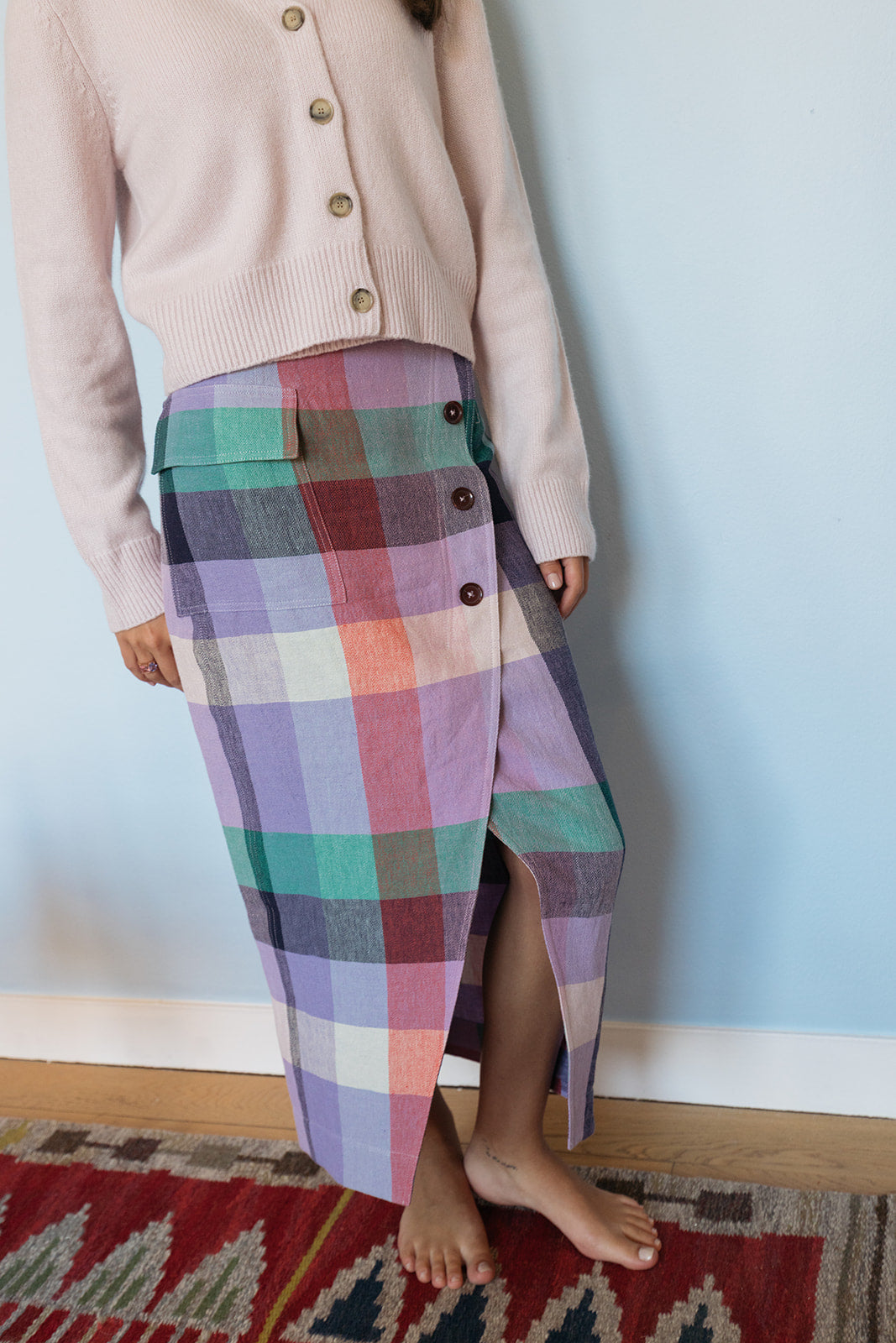 LELA ROSE | LINEN PLAID ASYM SKIRT | WOMEN'S LUXURY DESIGNER CLOTHING, SHOES, HANDBAGS & JEWELRY | CAPITOL CHARLOTTE, NC & BRENTWOOD, CA