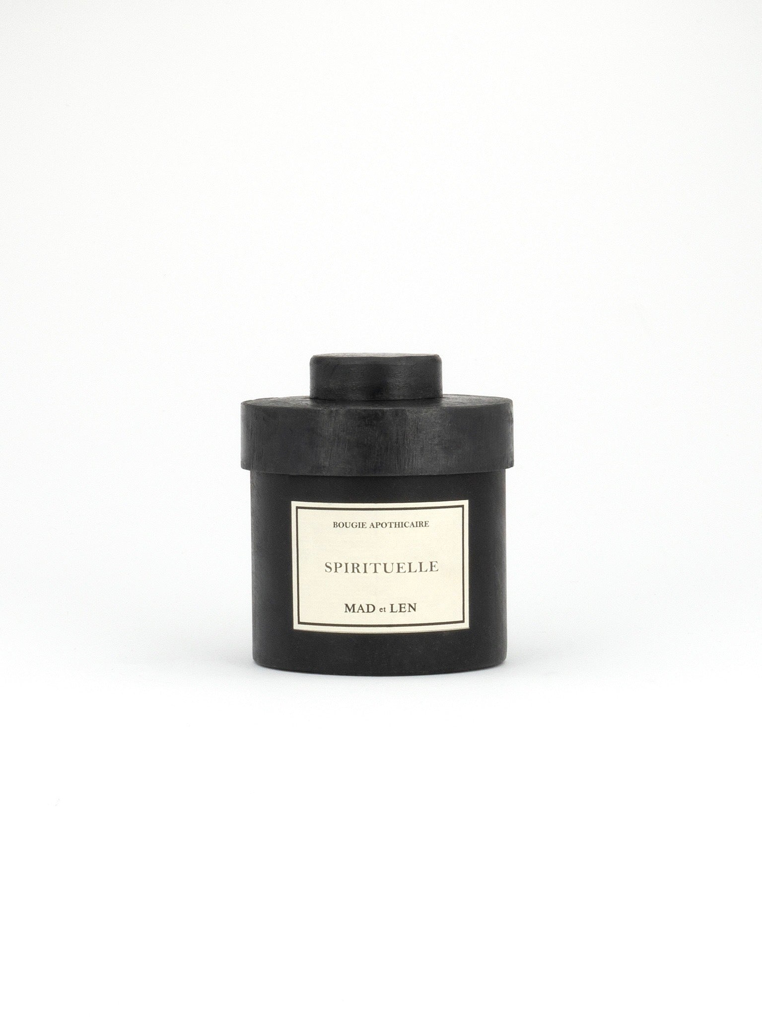 MAD ET LEN | PETITE SPIRITUALLE 300G CANDLE | MAD ET LEN | PETITE SPIRITUALLE 300G CANDLE | Crispy cold Mint |
Burning time 65 Hours | Black Iron, Vegetal White Wax 100% | Height 10 cm, Diameter 8 cm | Handmade in France