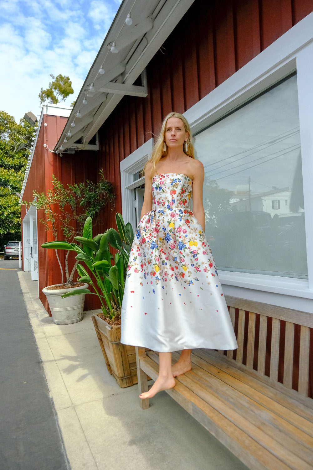 MARY KATRANTZOU | STRAPLESS FRUIT PRINTED COCKTAIL DRESS | WOMEN'S LUXURY DESIGNER CLOTHING, JEWELRY & ACCESSORIES | CAPITOL CHARLOTTE, NC & BRENTWOOD, CA