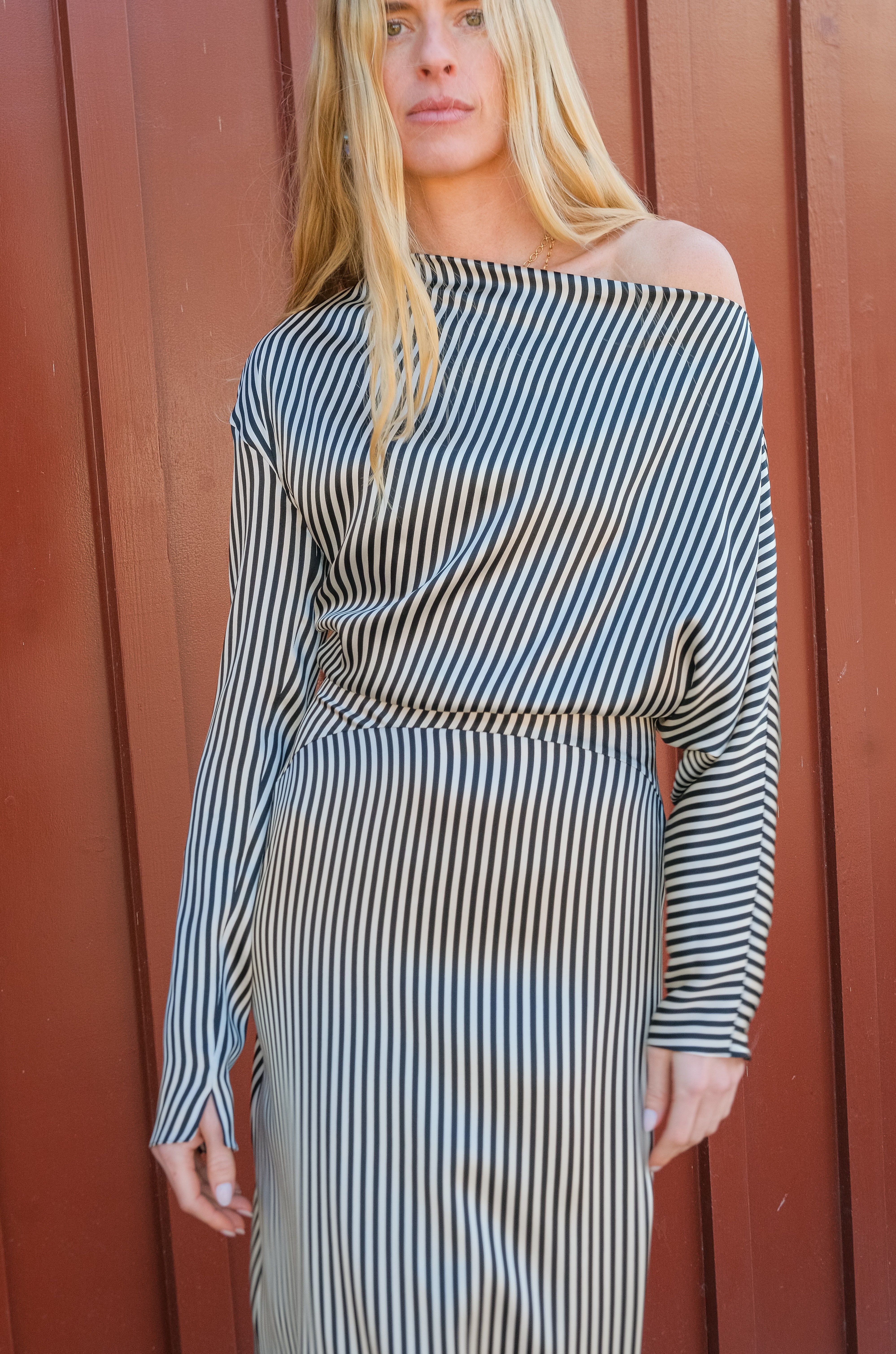 PETAR PETROV | ASYMMETRIC STRIPE MAXI DRESS | WOMEN'S LUXURY DESIGNER CLOTHING, SHOES, HANDBAGS & JEWELRY | CAPITOL CHARLOTTE, NC & BRENTWOOD, CA