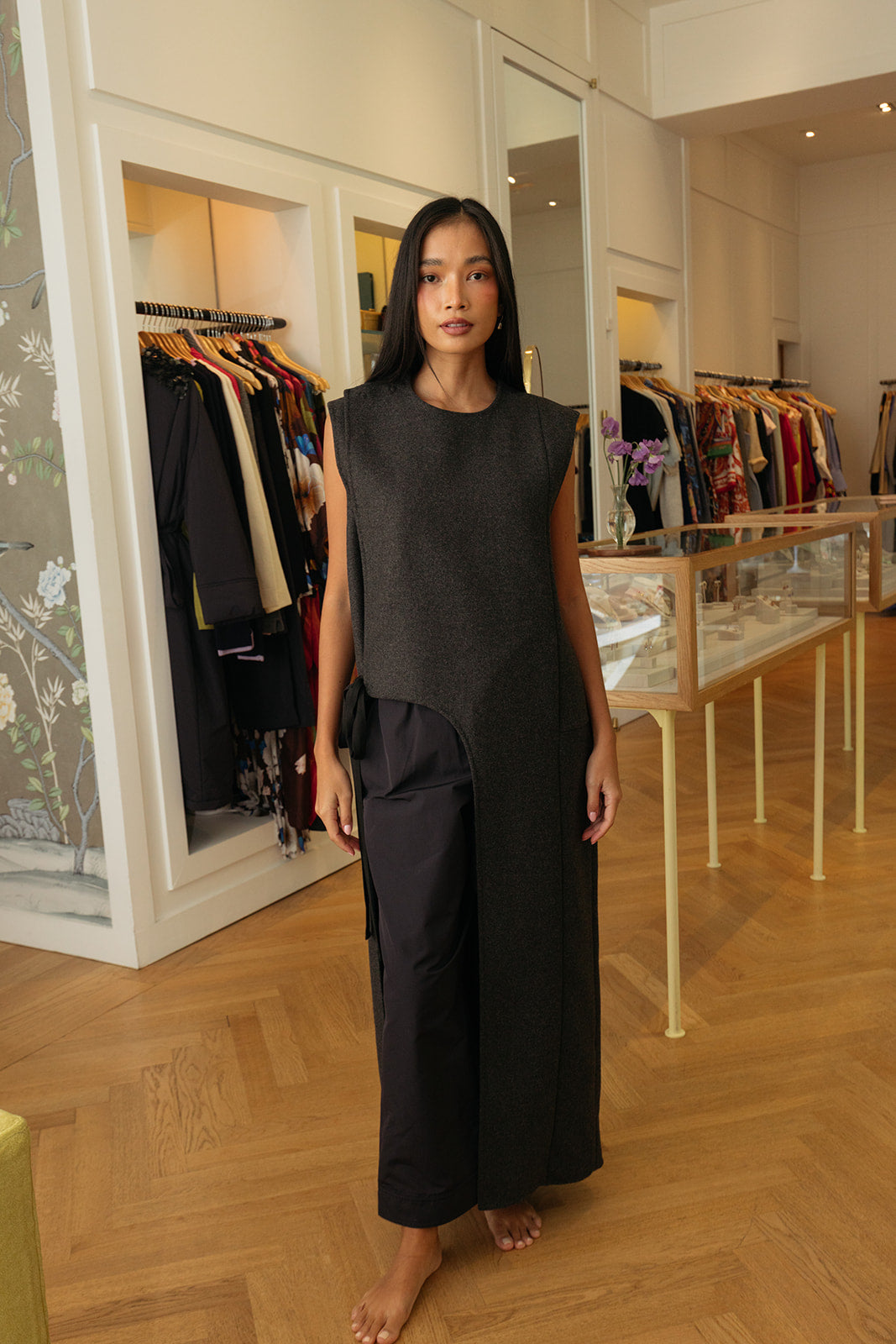 PLAN C | ASYMMETRIC LONG VEST | WOMEN'S LUXURY DESIGNER CLOTHING, SHOES, HANDBAGS & JEWELRY | CAPITOL CHARLOTTE, NC & BRENTWOOD, CA