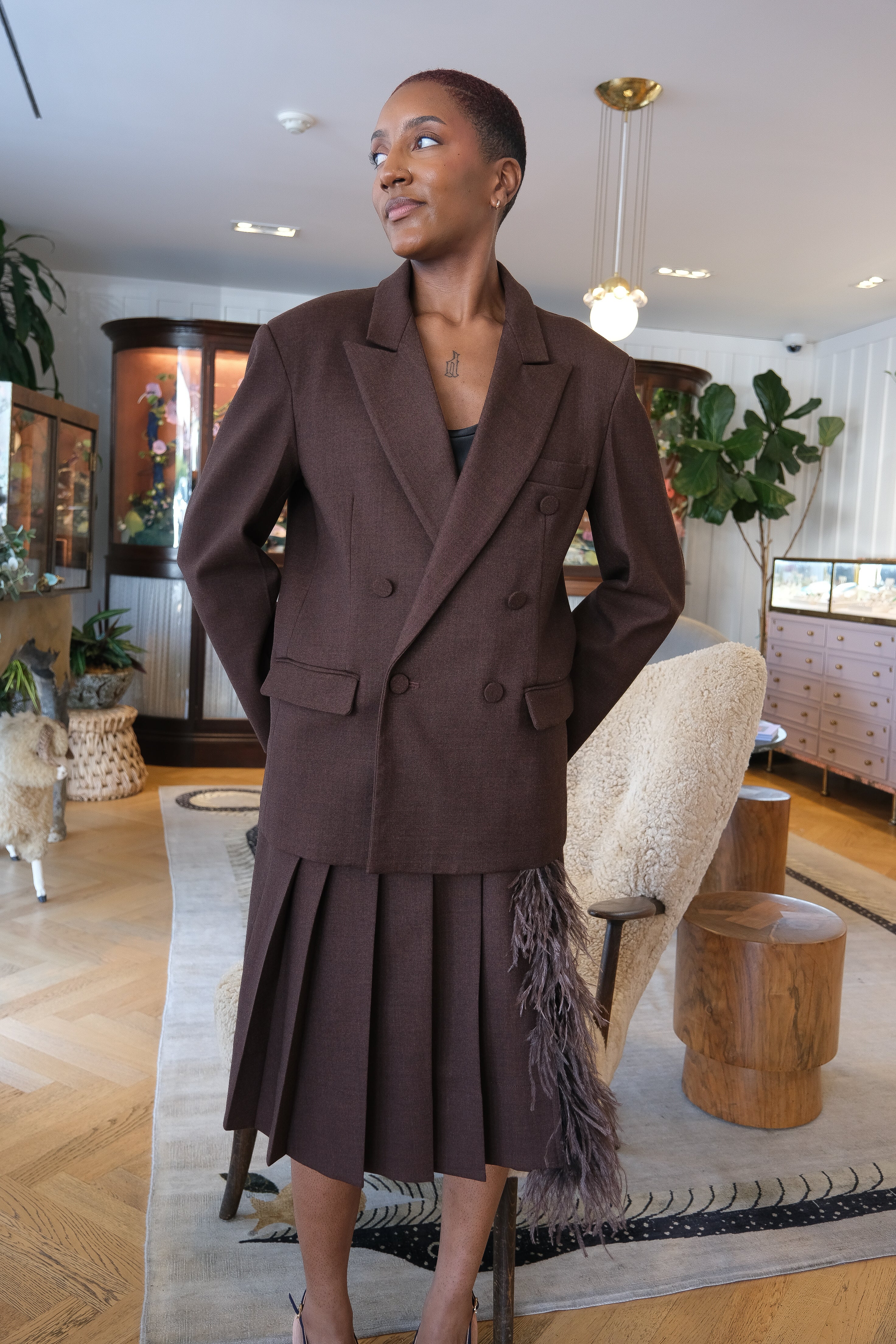 PLAN C | FEATHER MIDI SKIRT
