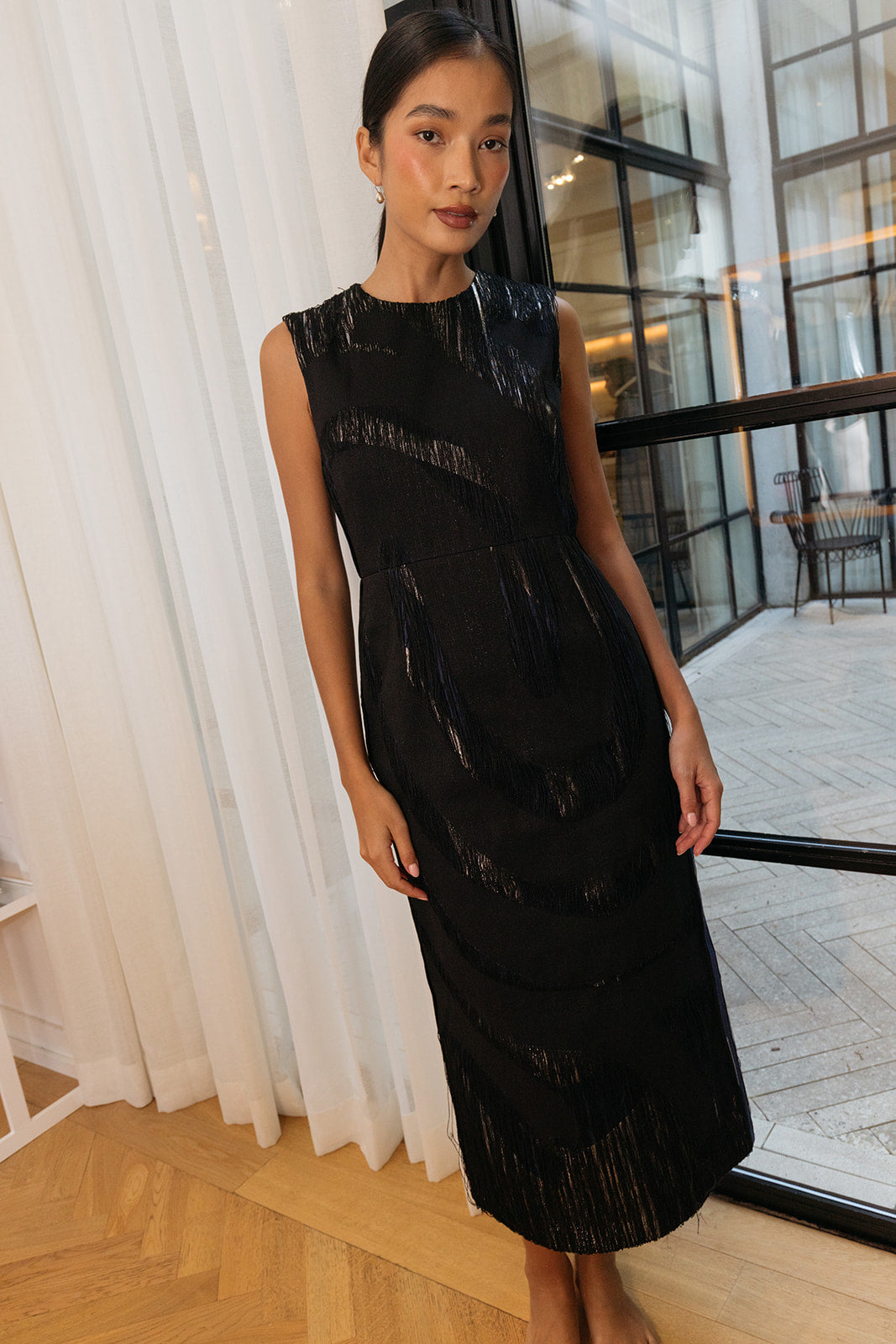 ROKSANDA | METALLIC JACQUARD ZORI MIDI DRESS | WOMEN'S LUXURY DESIGNER CLOTHING, SHOES, HANDBAGS & JEWELRY | CAPITOL CHARLOTTE, NC & BRENTWOOD, CA