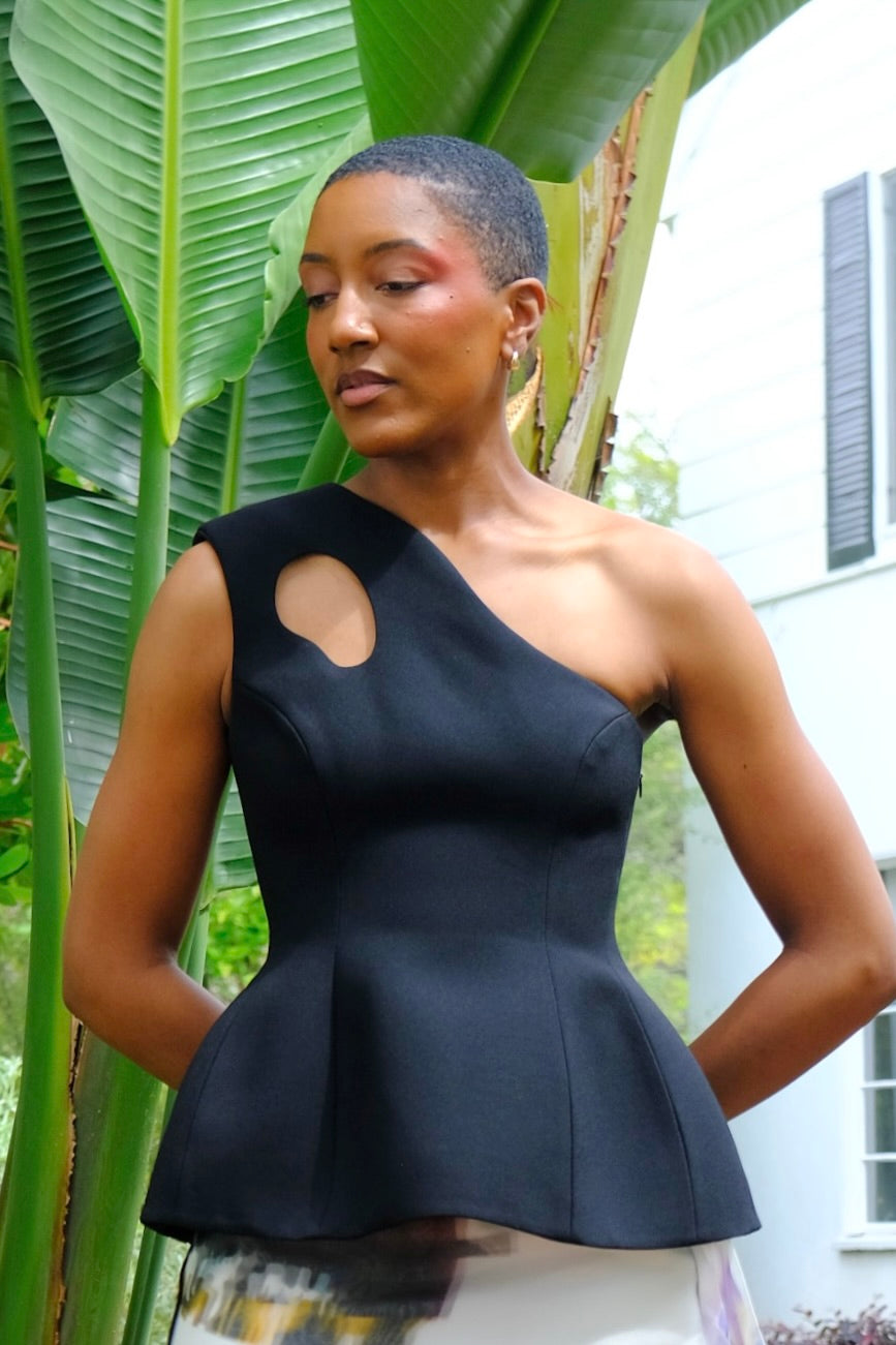 ROKSANDA | BLACK PEPLUM VALA TOP | WOMEN'S LUXURY DESIGNER CLOTHING, SHOES, HANDBAGS & JEWELRY | CAPITOL CHARLOTTE, NC & BRENTWOOD, CA