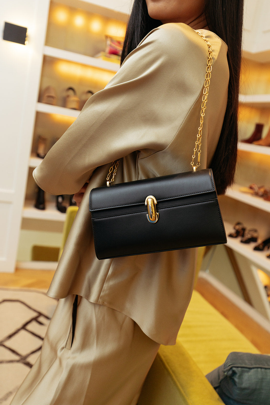 SAVETTE | CHAIN SYMMETRY POCHETTE CALF LEATHER