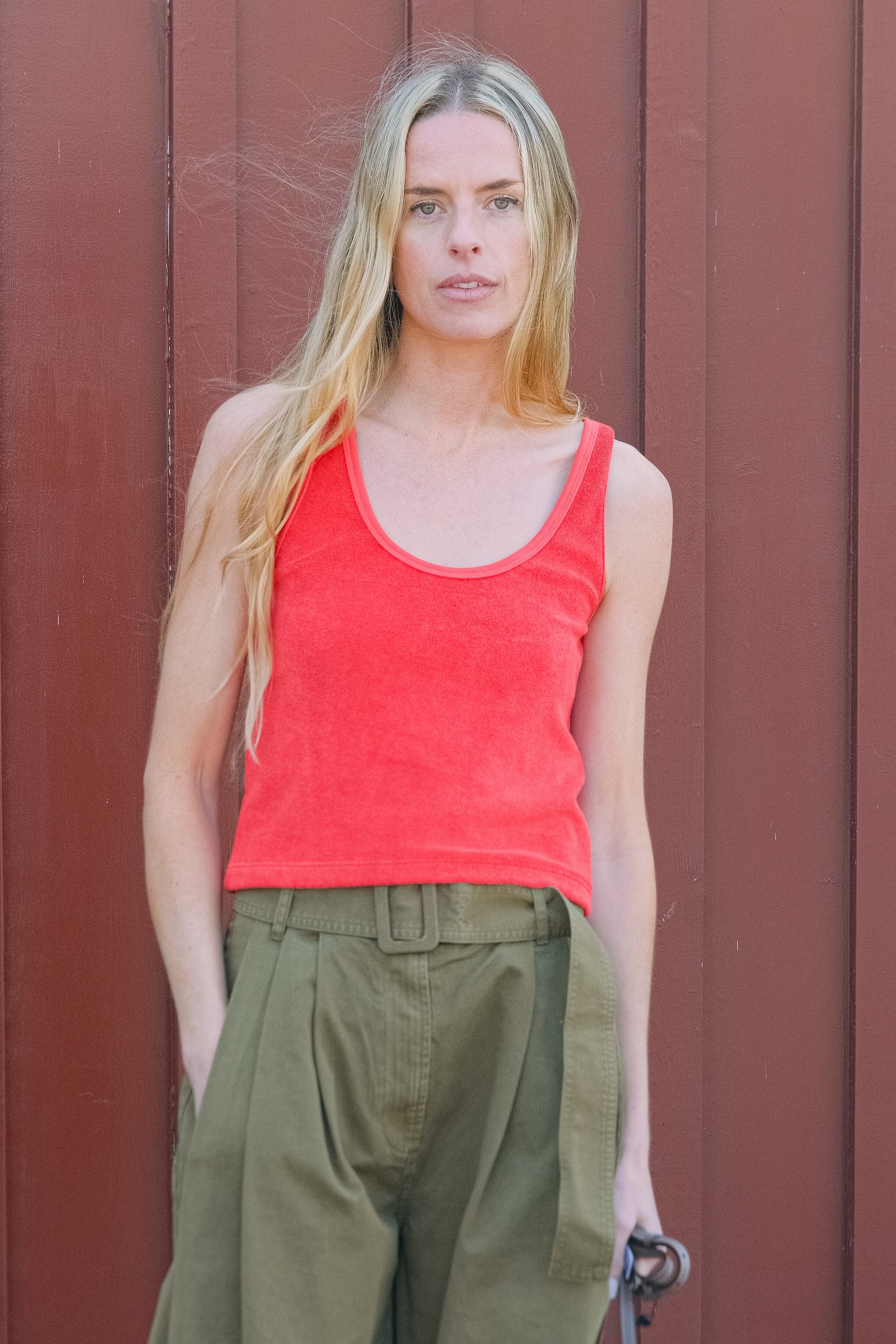 Framboise cotton-blend terry racerback tank from Suzie Kondi with a slim cropped silhouette and scoop neckline. Available in Brentwood, CA and Charlotte, NC.