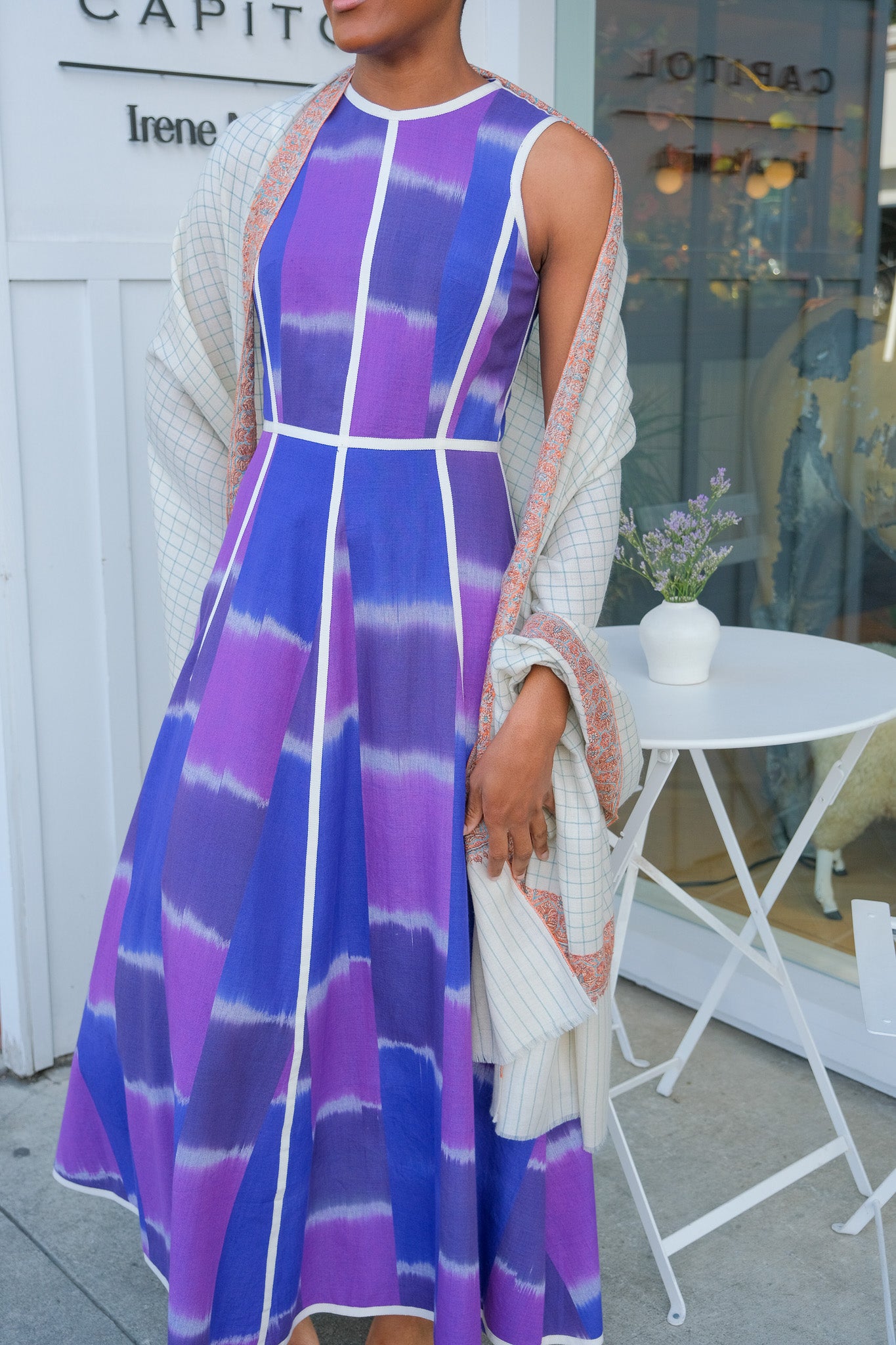 YASER SHAW | CHECK INTRICATE BORDER SHAWL | WOMEN'S LUXURY DESIGNER CLOTHING, SHOES, HANDBAGS & JEWELRY | CAPITOL CHARLOTTE, NC & BRENTWOOD, CA