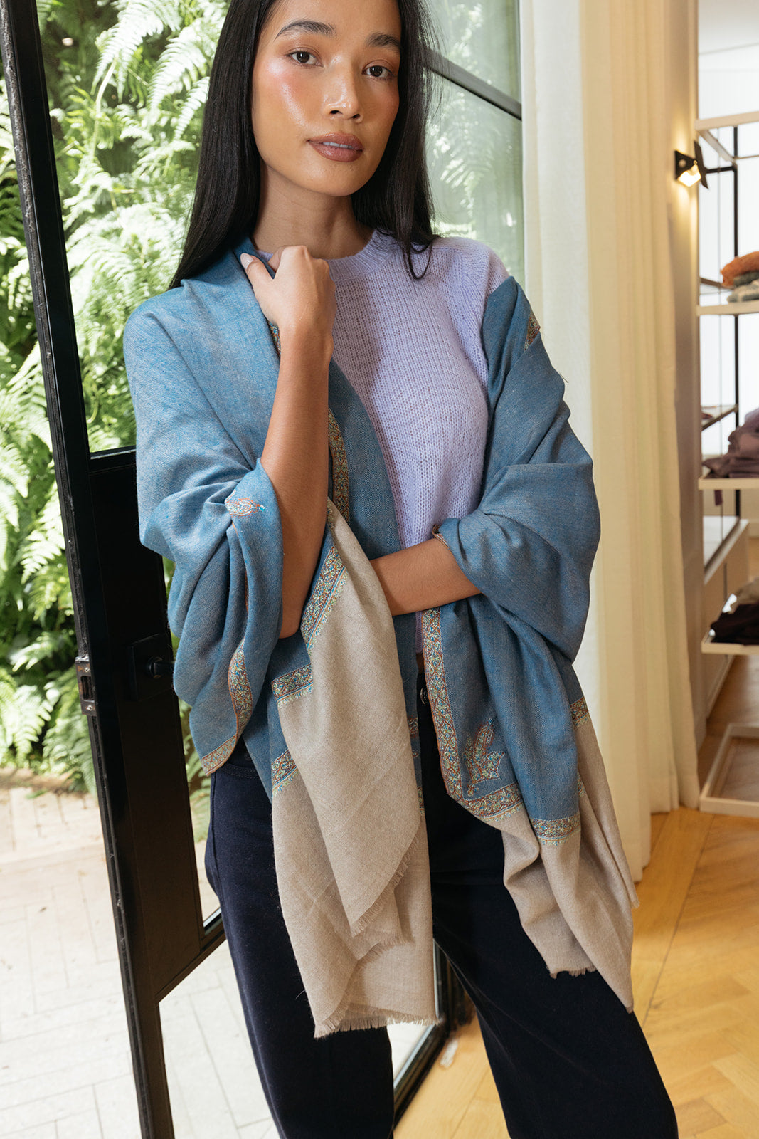 YASER | SLIM EDGE SHAWL 1 | WOMEN'S LUXURY DESIGNER CLOTHING, SHOES, HANDBAGS & JEWELRY | CAPITOL CHARLOTTE, NC & BRENTWOOD, CA