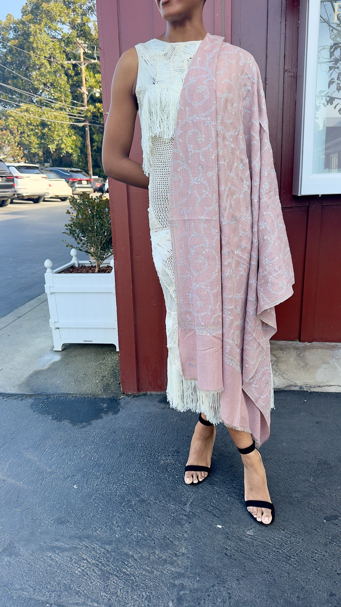 YASER SHAW | PALE PINK SWIRL SHAWL | WOMEN'S LUXURY DESIGNER CLOTHING, SHOES, HANDBAGS & JEWELRY | CAPITOL CHARLOTTE, NC & BRENTWOOD, CA
