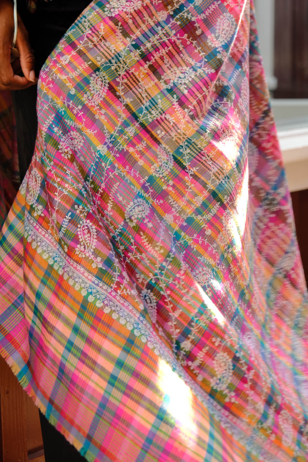 YASER | BRIGHT PLAID PAISLEY EMB SHAWL | WOMEN'S LUXURY DESIGNER CLOTHING, SHOES, HANDBAGS & JEWELRY | CAPITOL CHARLOTTE, NC & BRENTWOOD, CA