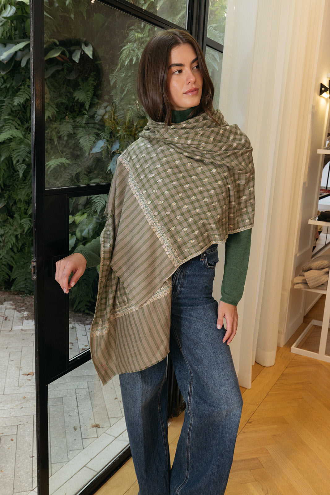 YASER | CHECK MINI PAISLEY SHAWL 2 | WOMEN'S LUXURY DESIGNER CLOTHING, SHOES, HANDBAGS & JEWELRY | CAPITOL CHARLOTTE, NC & BRENTWOOD, CA