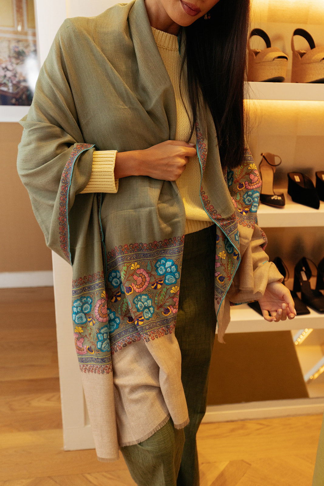 YASER | INTRICATE FLOWER SHAWL | WOMEN'S LUXURY DESIGNER CLOTHING, SHOES, HANDBAGS & JEWELRY | CAPITOL CHARLOTTE, NC & BRENTWOOD, CA