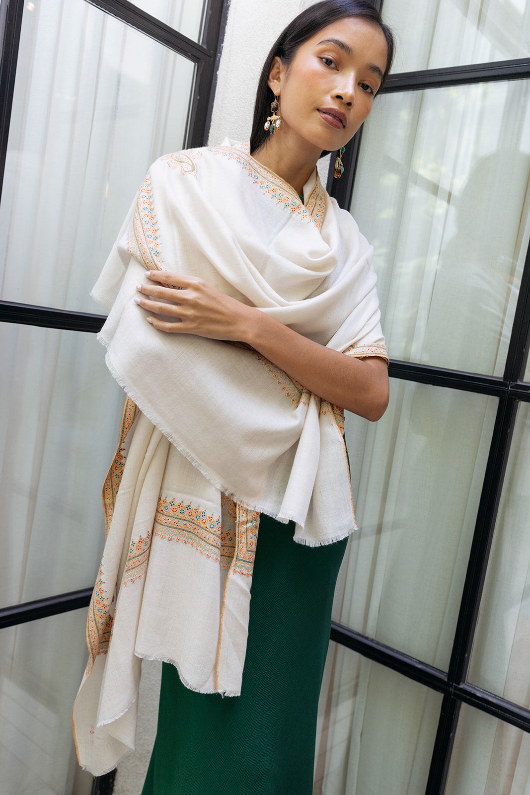 YASER | MINI FLOWER EDGE SHAWL | WOMEN'S LUXURY DESIGNER CLOTHING, SHOES, HANDBAGS & JEWELRY | CAPITOL CHARLOTTE, NC & BRENTWOOD, CA