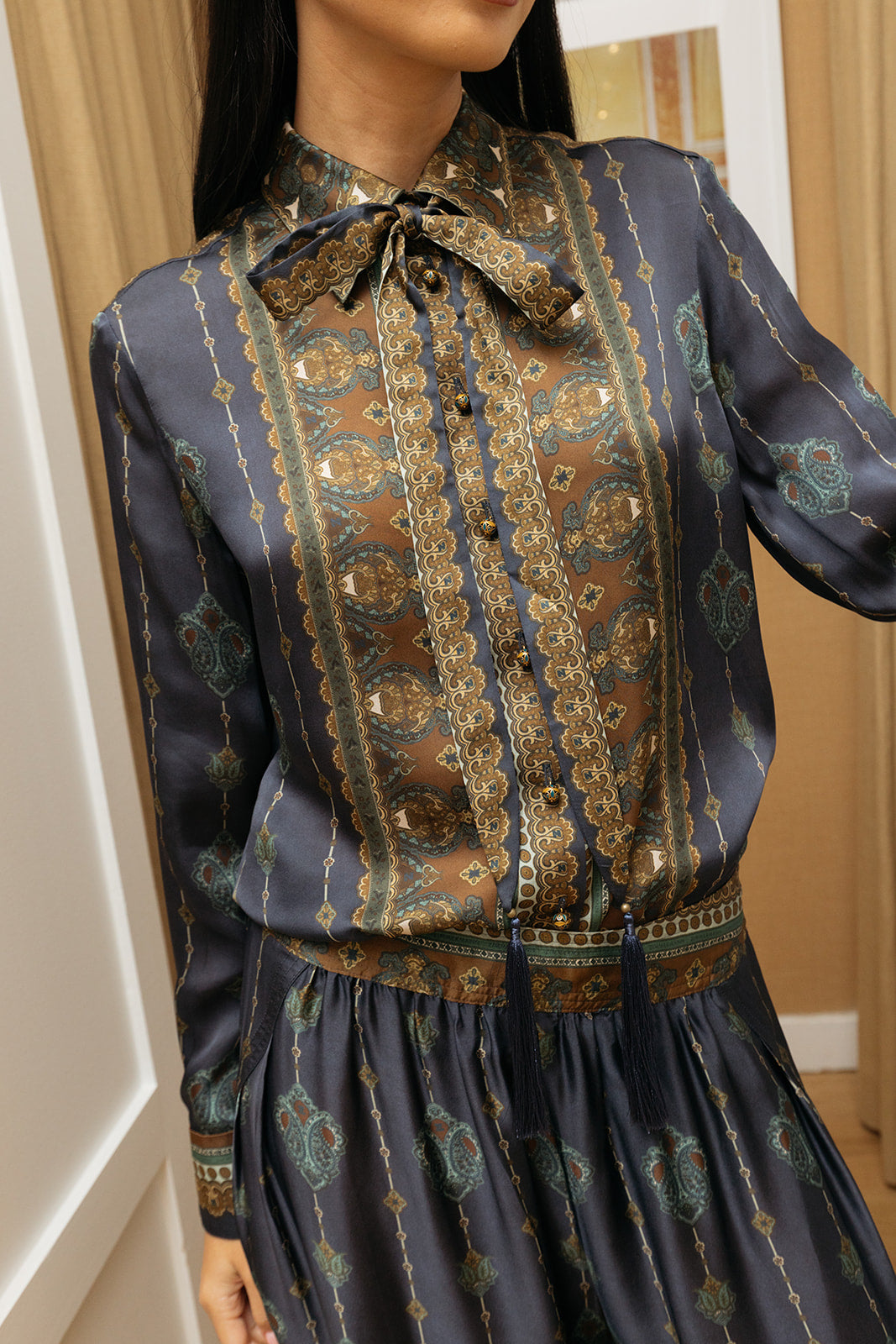 ZIMMERMANN | PRINTED ASCENT SATIN SCARF SHIRT | WOMEN'S LUXURY DESIGNER CLOTHING, SHOES, HANDBAGS & JEWELRY | CAPITOL CHARLOTTE, NC & BRENTWOOD, CA