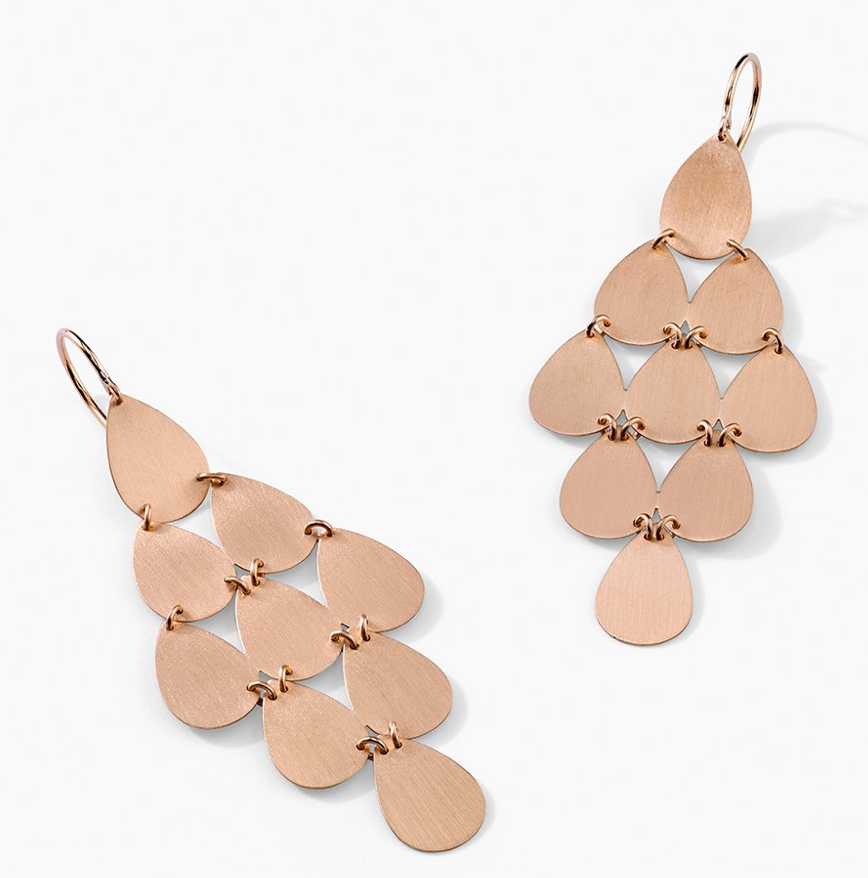 9-DROP FLAT GOLD EARRING