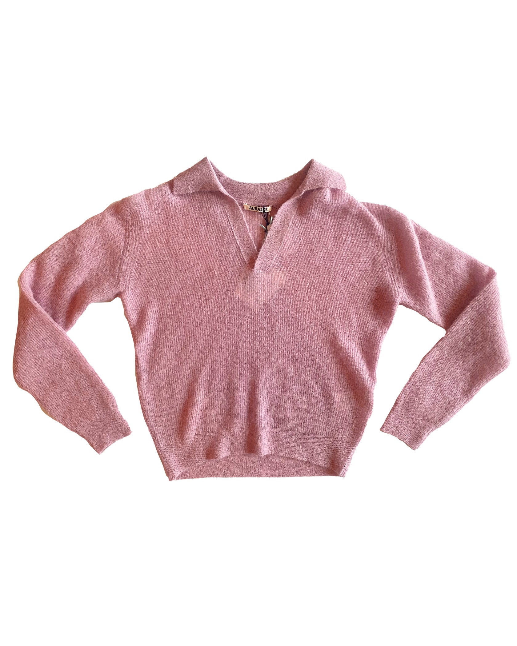 AURALEE | VNECK BABY ALPACA KNIT POLO