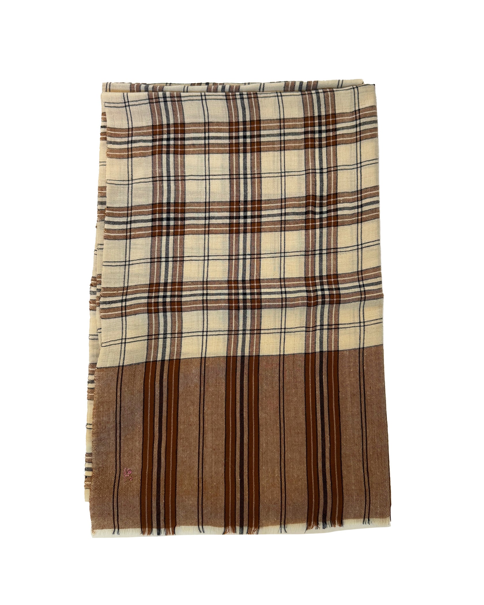 YASER | BROWN CHECKS AND STRIPES SHAWL