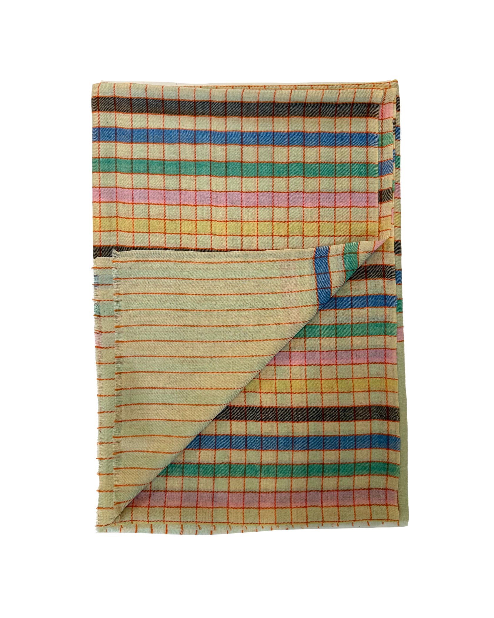 YASER | IVORY BOLD CHECKS AND STRIPES SHAWL