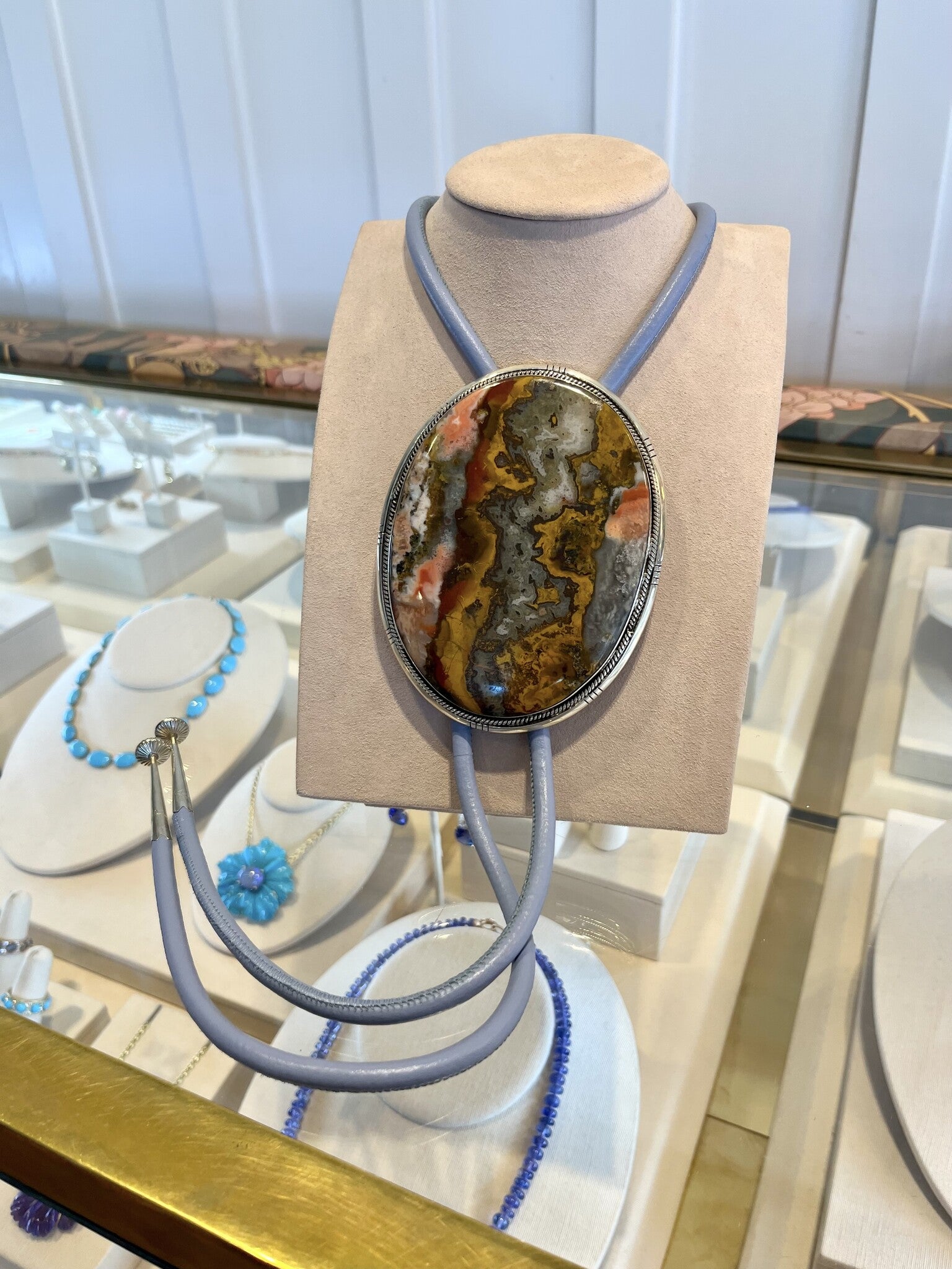 JODY CANDRIAN | CAPITOL EXCLUSIVE SQUARE CRAZY OVAL AGATE BOLO | WOMEN'S LUXURY DESIGNER CLOTHING, SHOES, HANDBAGS & JEWELRY | CAPITOL CHARLOTTE, NC & BRENTWOOD, CA