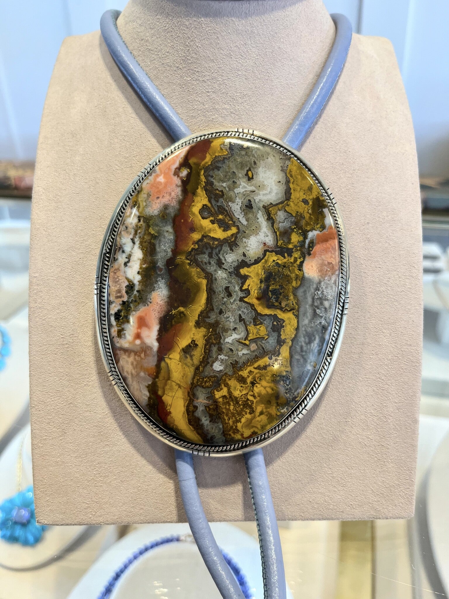 JODY CANDRIAN | CAPITOL EXCLUSIVE SQUARE CRAZY OVAL AGATE BOLO | WOMEN'S LUXURY DESIGNER CLOTHING, SHOES, HANDBAGS & JEWELRY | CAPITOL CHARLOTTE, NC & BRENTWOOD, CA
