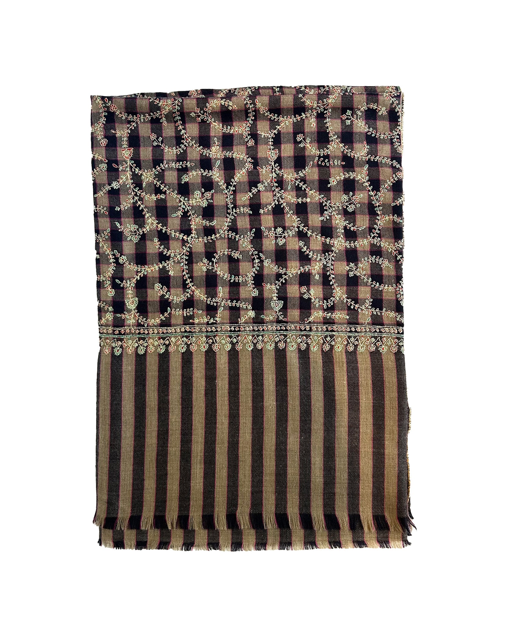 YASER | NAVY PINK PLAID VINE SHAWL