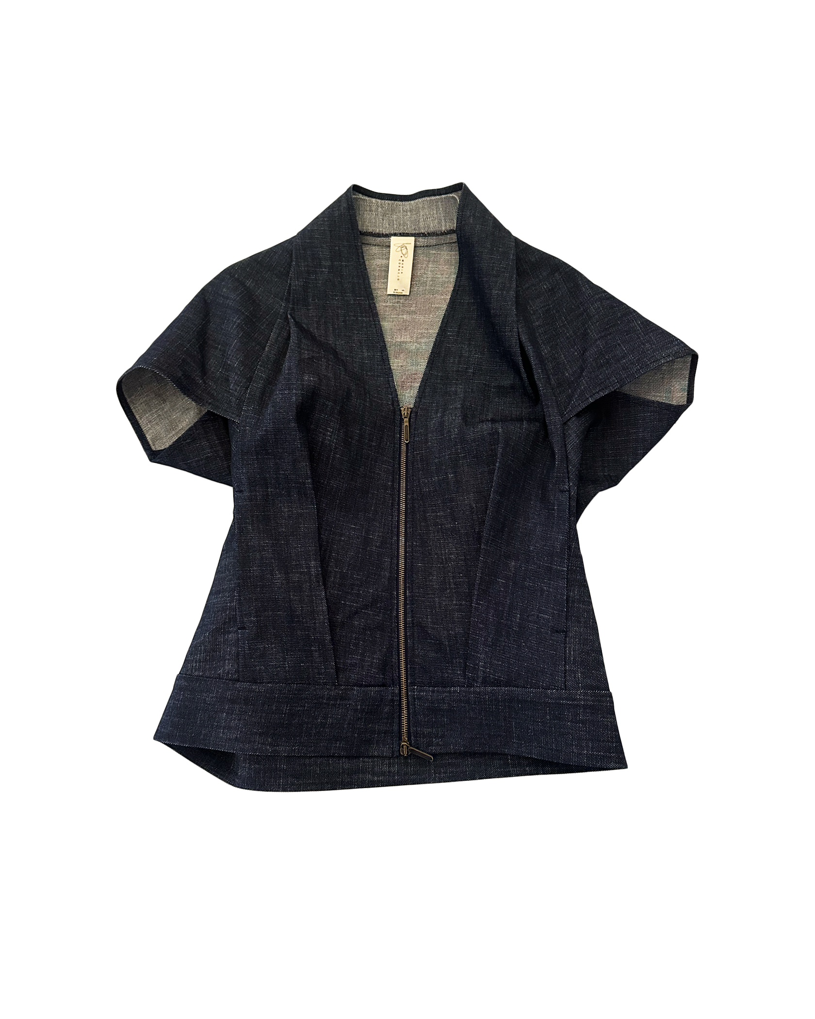 ZERO + MARIA CORNEJO | SHORT SLEEVE V-NECK DENIM SHRUG TOP