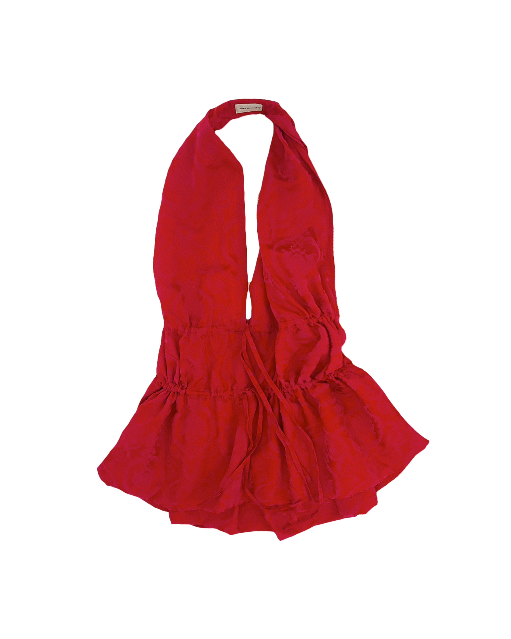 DRIES VAN NOTEN | SLEEVELESS HALTER JACQUARD PEPULM TOP