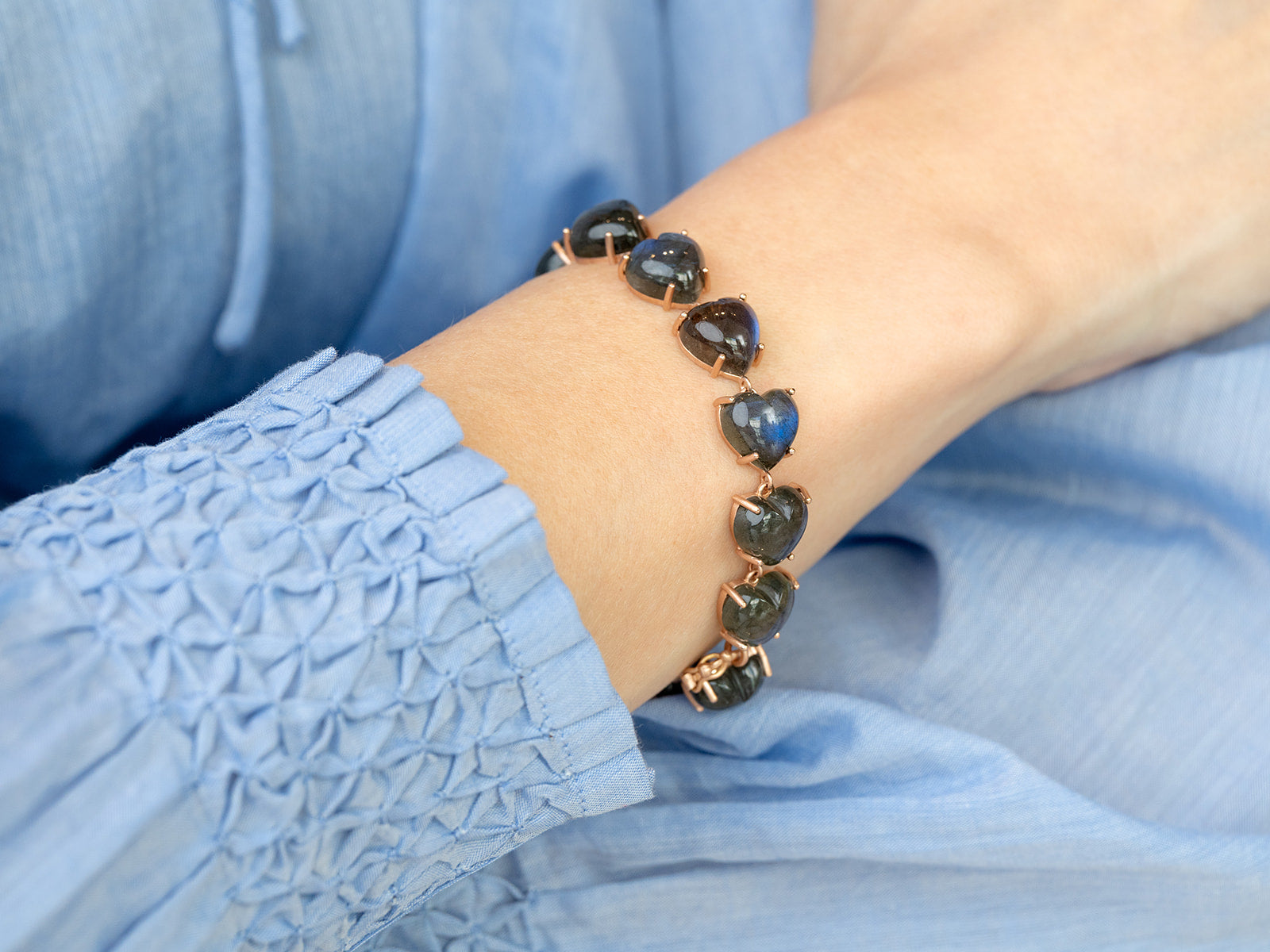 IRENE NEUWIRTH | HEART SHAPE LABRADORITE CABOCHON BRACELET