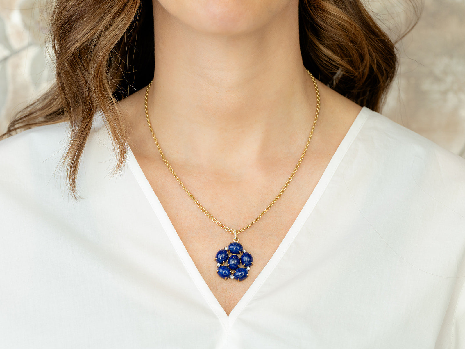 IRENE NEUWIRTH | LAPIS & DIAMOND PENDANT NECKLACE