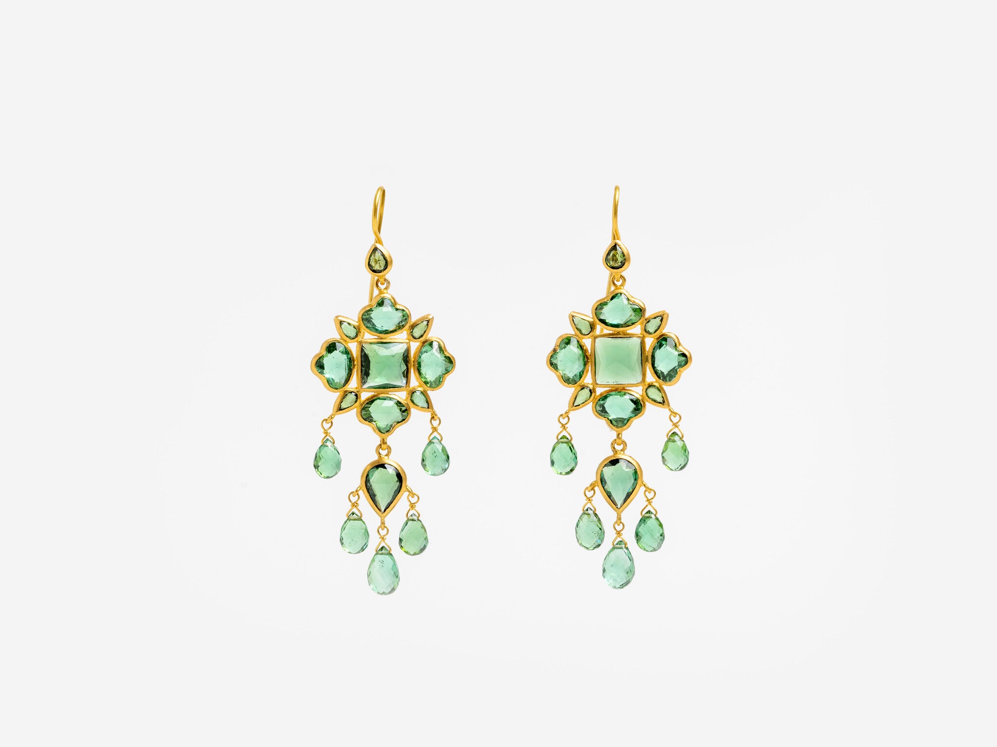 GREEN TOURMALINE PENDANT EARRINGS