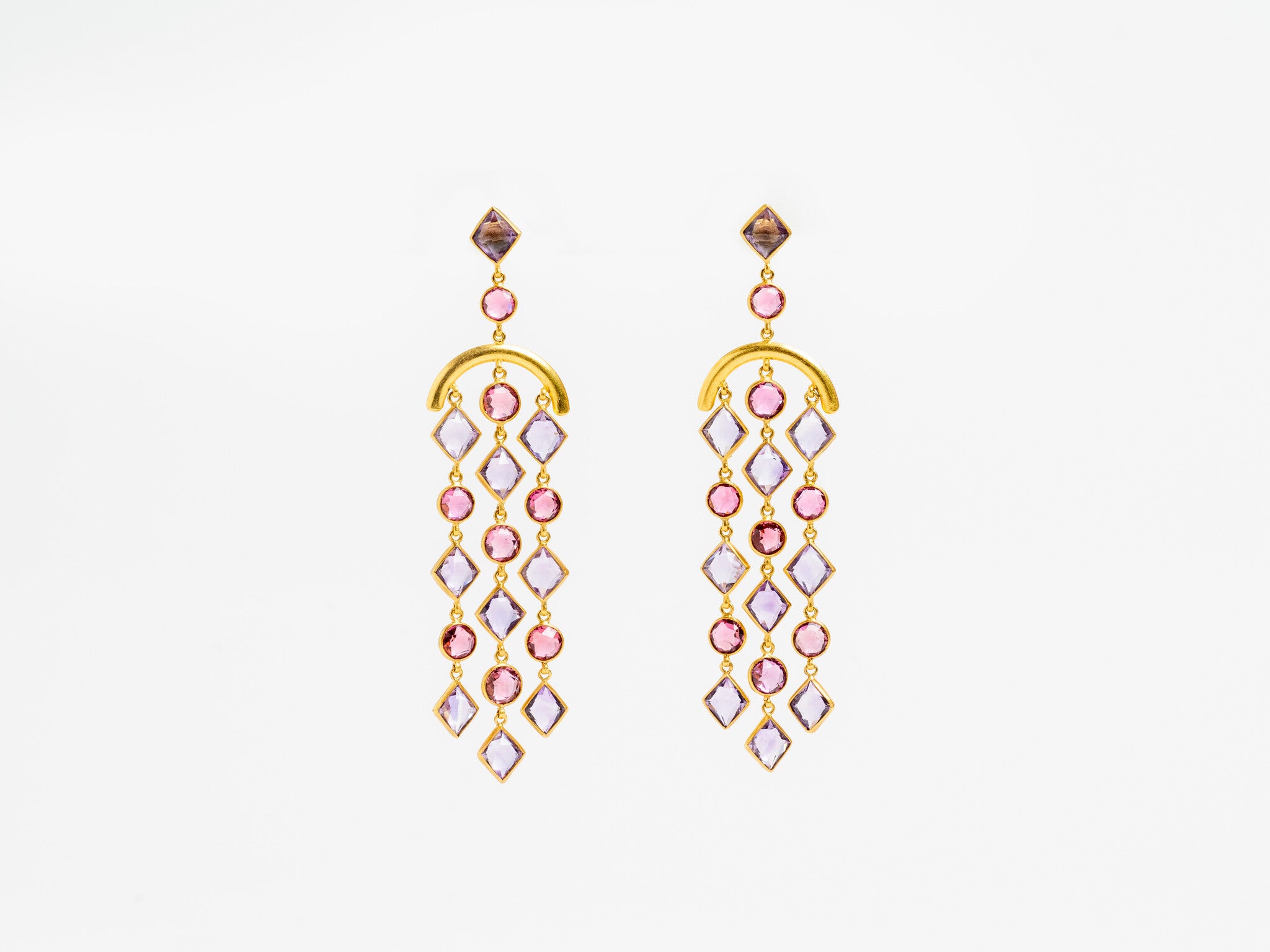 AMETHYST AND SPINEL CHANDELIER EARRINGS