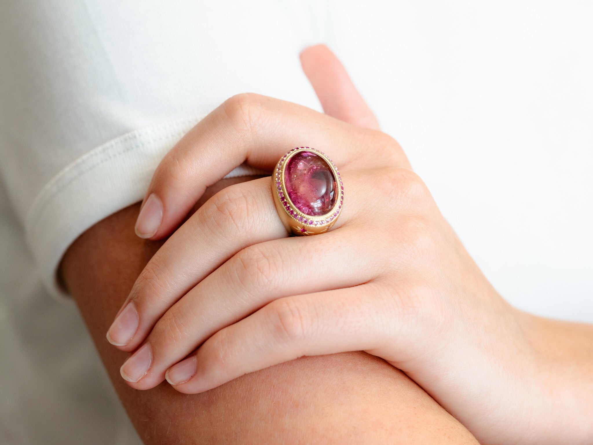 PINK TOURMALINE STARBURST RING