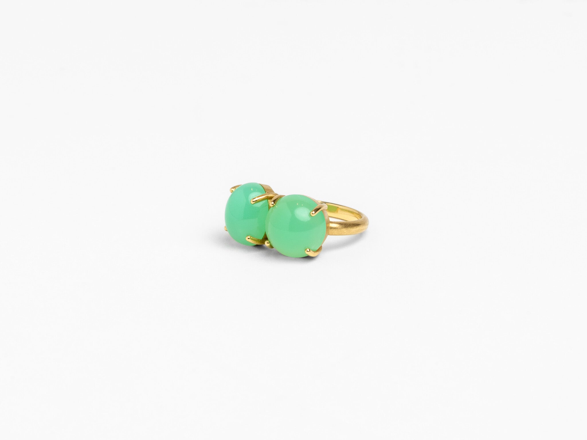 DOUBLE CABOCHON CHRYSOPRASE RING