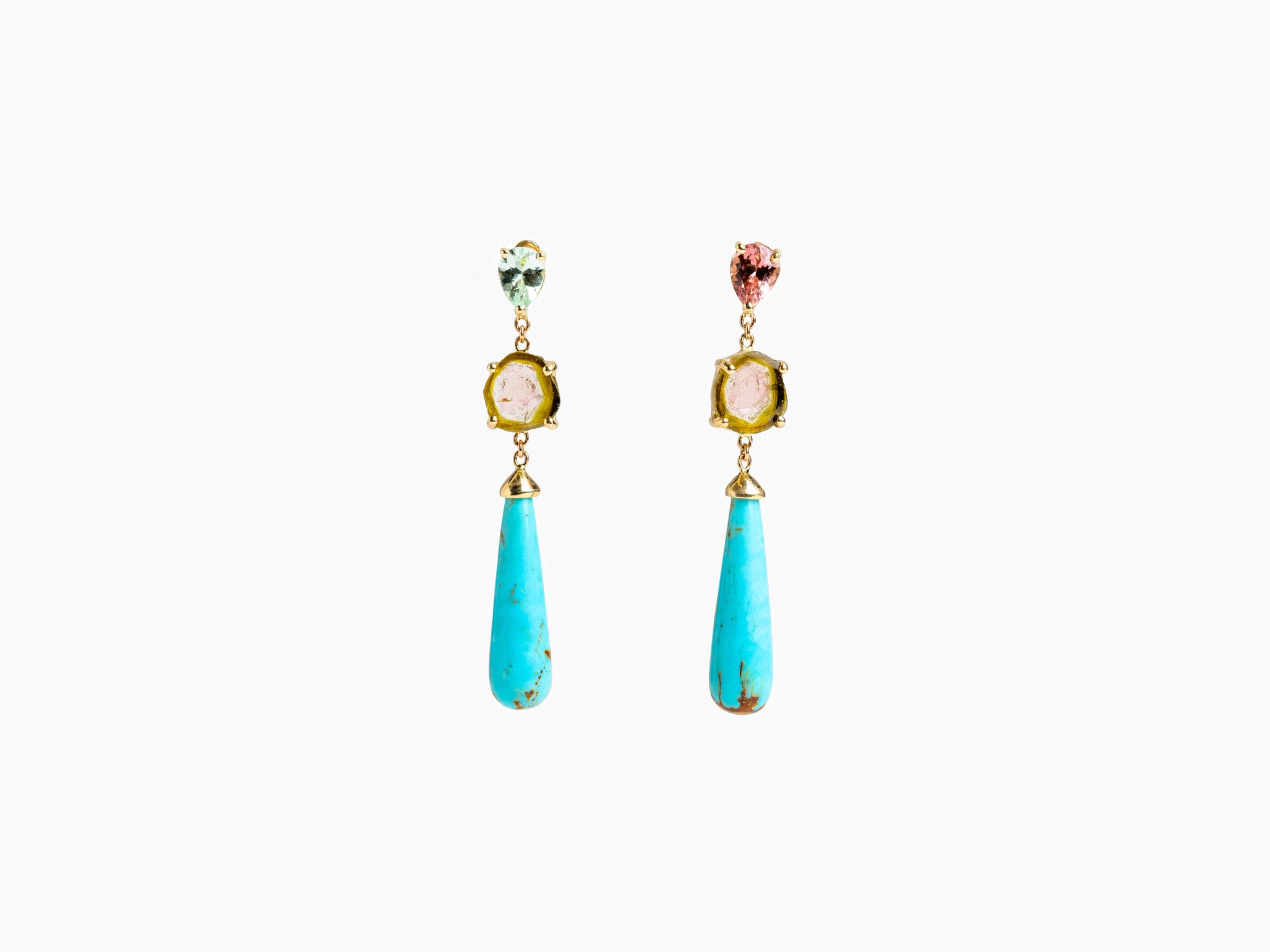 TOURMALINE & TURQUOISE DROP EARRINGS