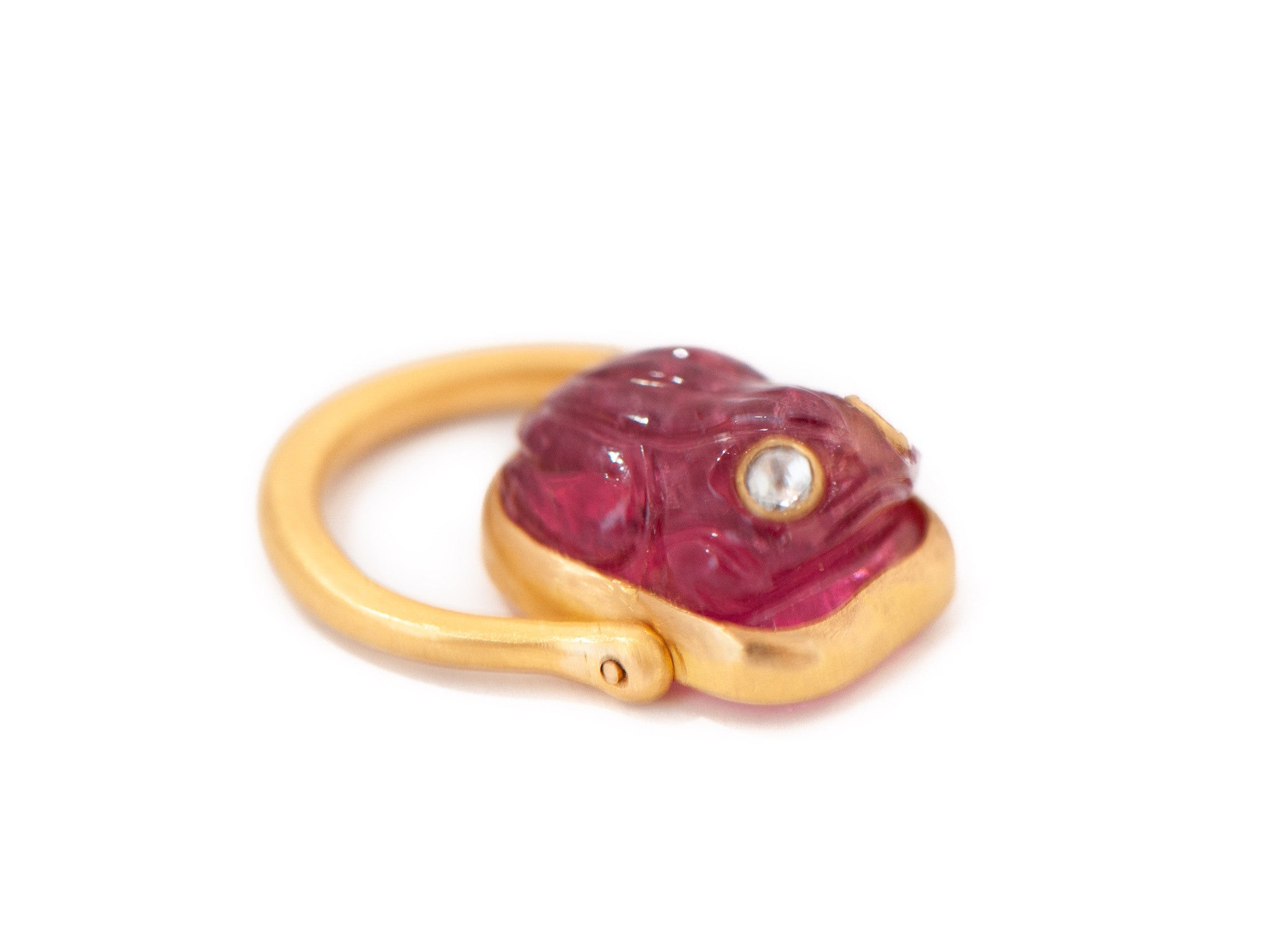 TOURMALINE FROG RING WITH DIAMOND EYES