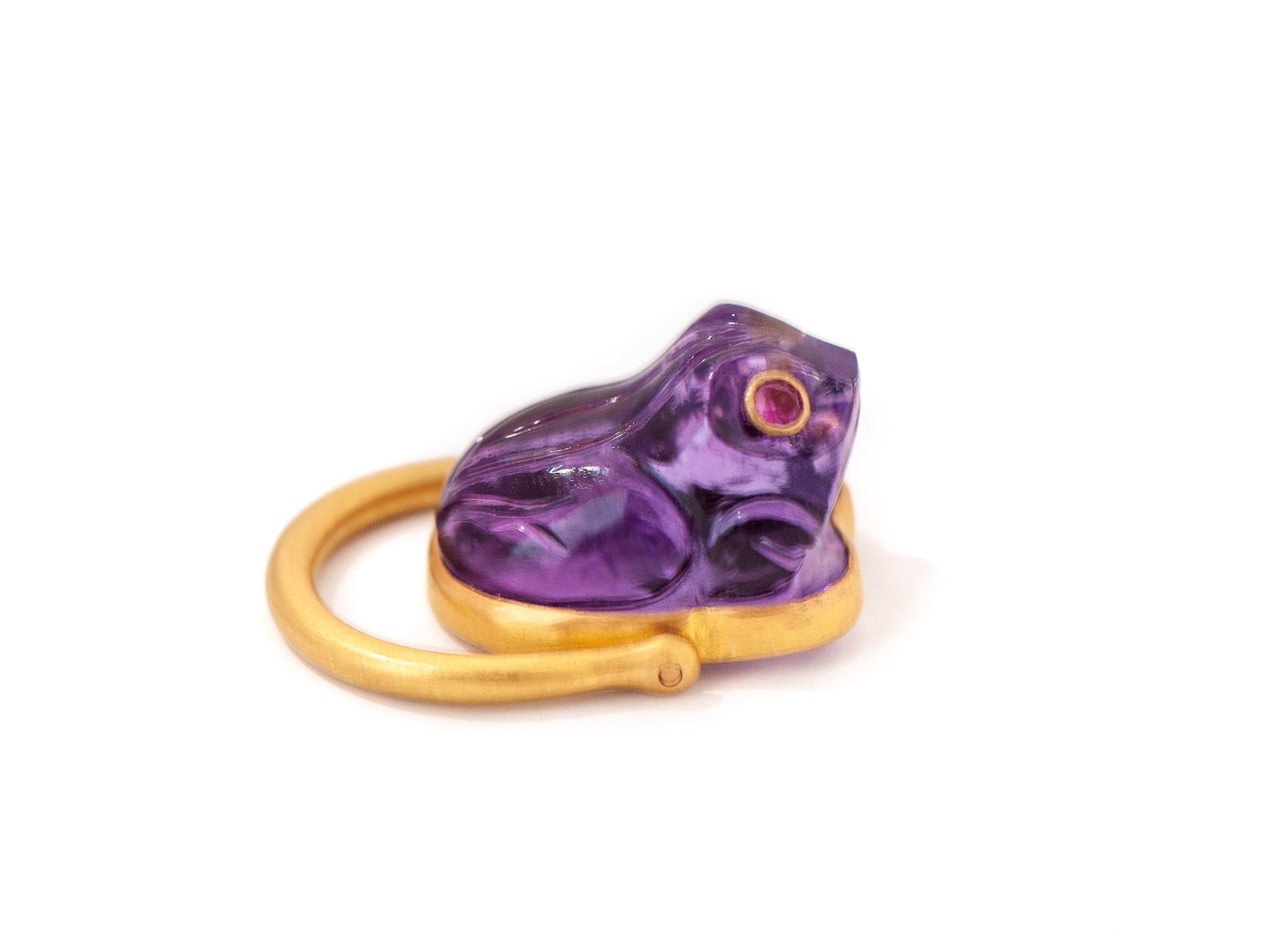 AMETHYST FROG RING WITH RUBY EYES