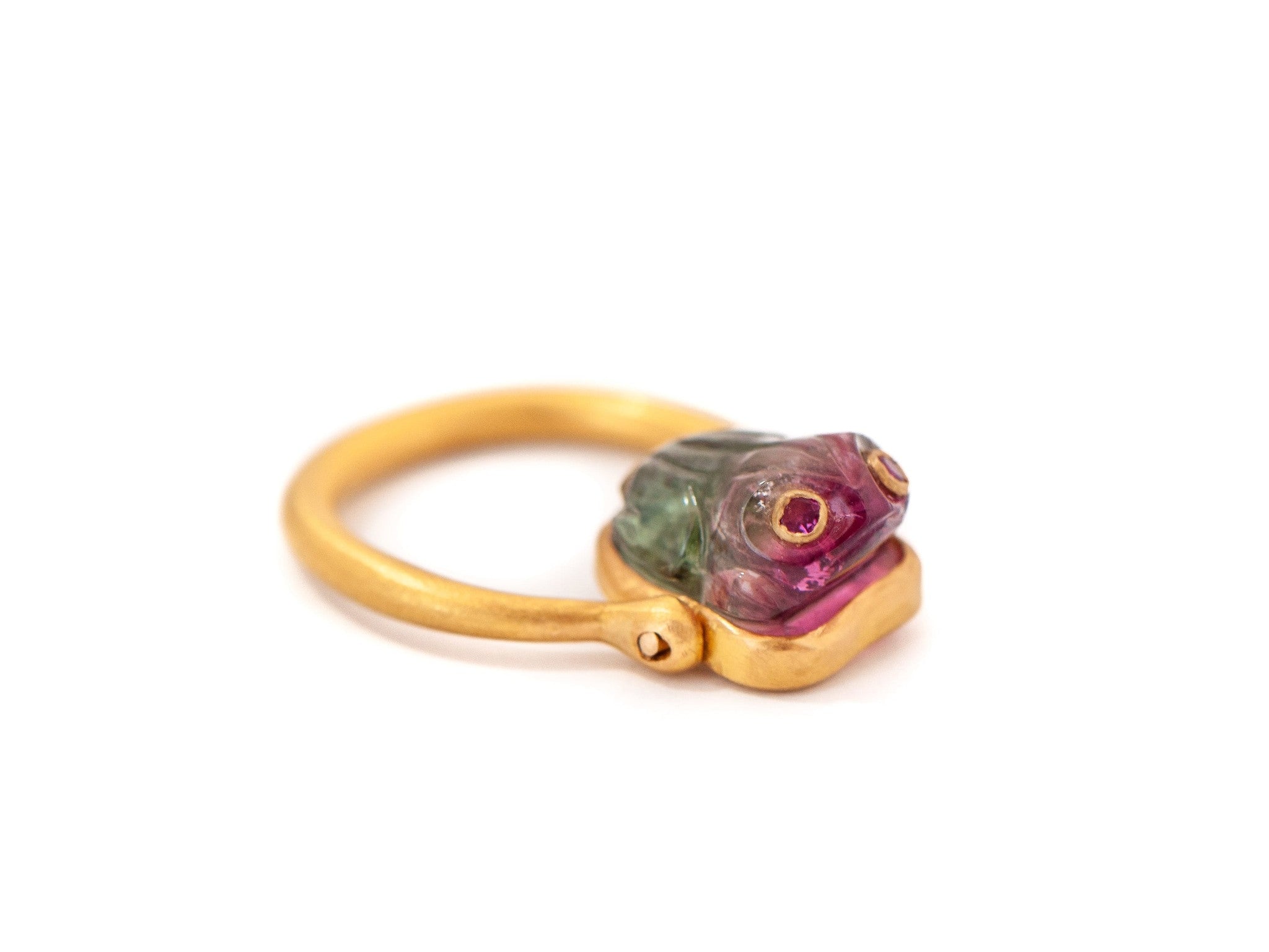 WATERMELON TOURMALINE FROG RING