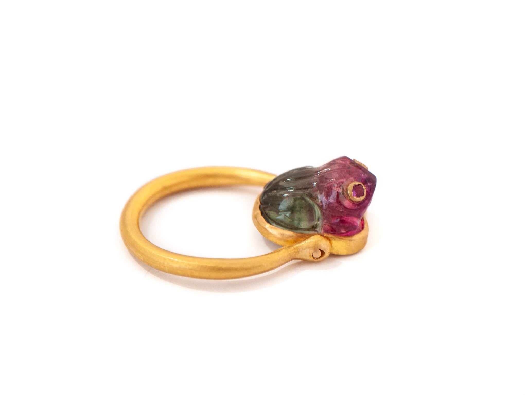 WATERMELON TOURMALINE FROG RING