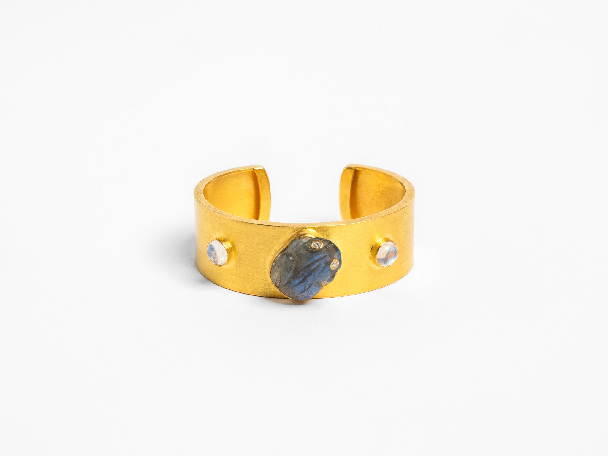 LABRADORITE & MOONSTONE FROG CUFF BRACELET